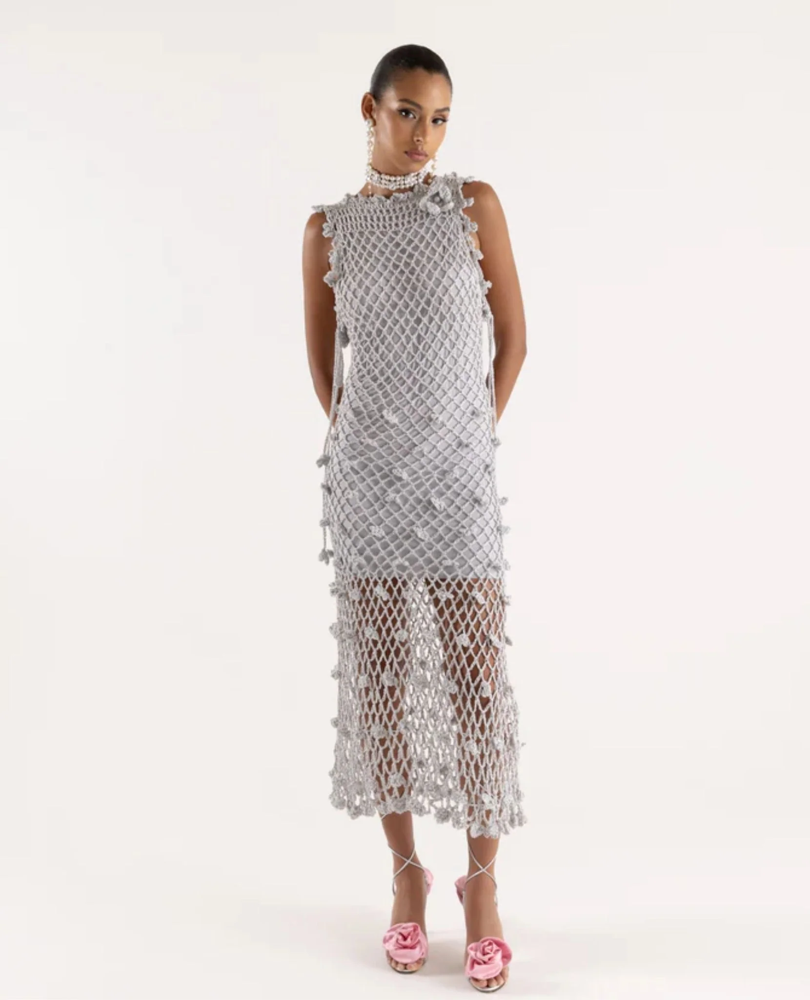 Sofia Silver Handmade Crochet Dress - Image 3