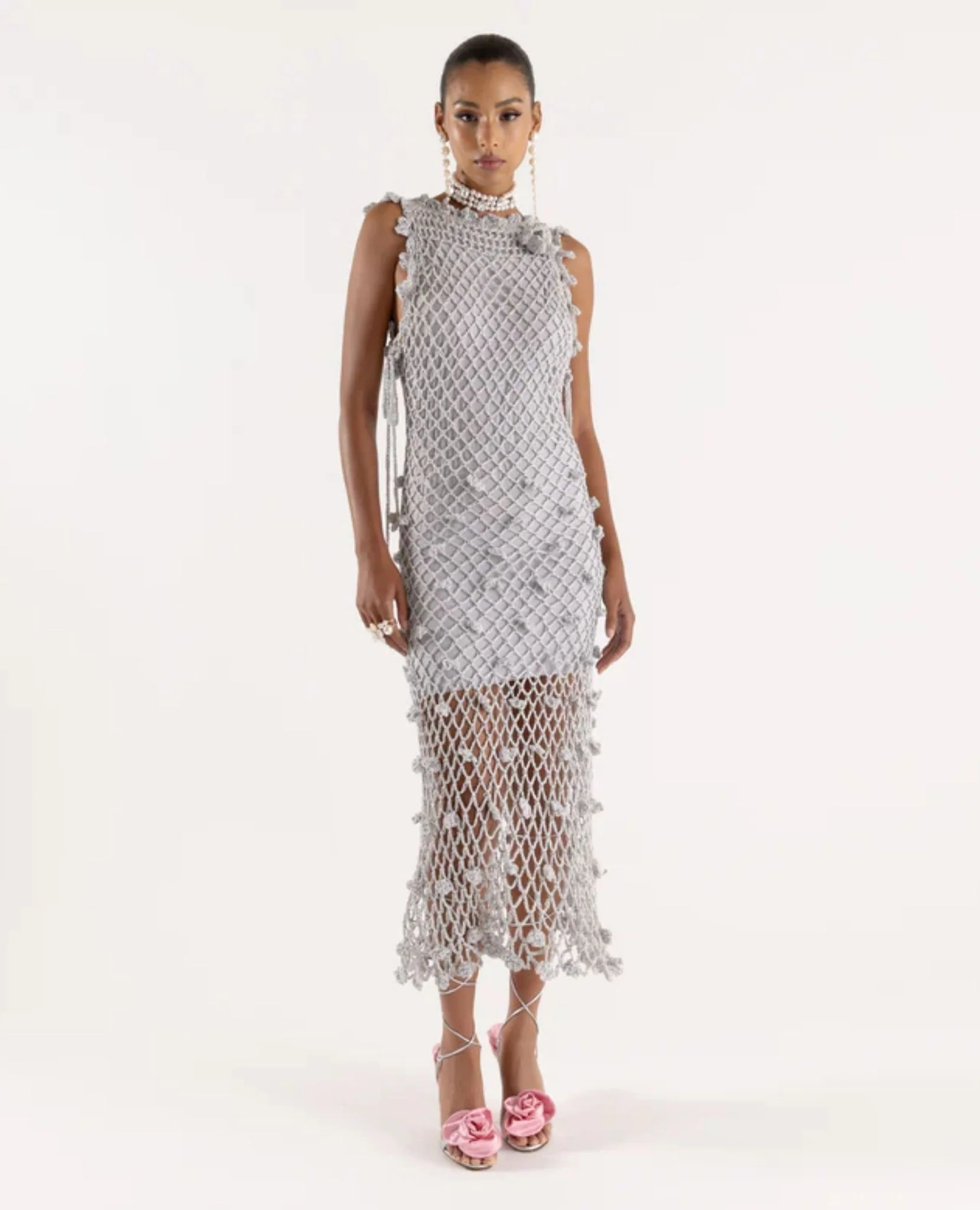 Sofia Silver Handmade Crochet Dress - Image 4