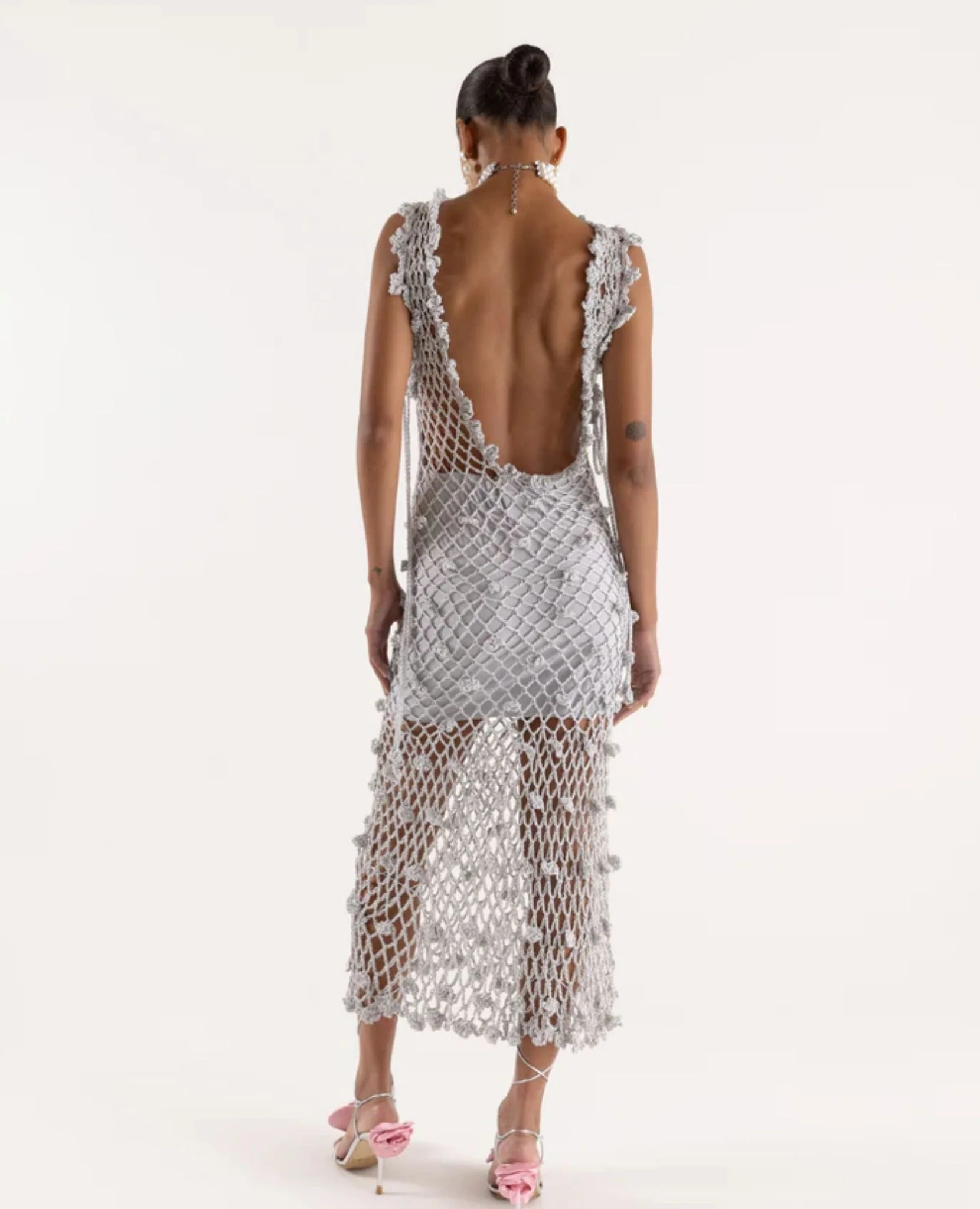 Sofia Silver Handmade Crochet Dress - Image 5