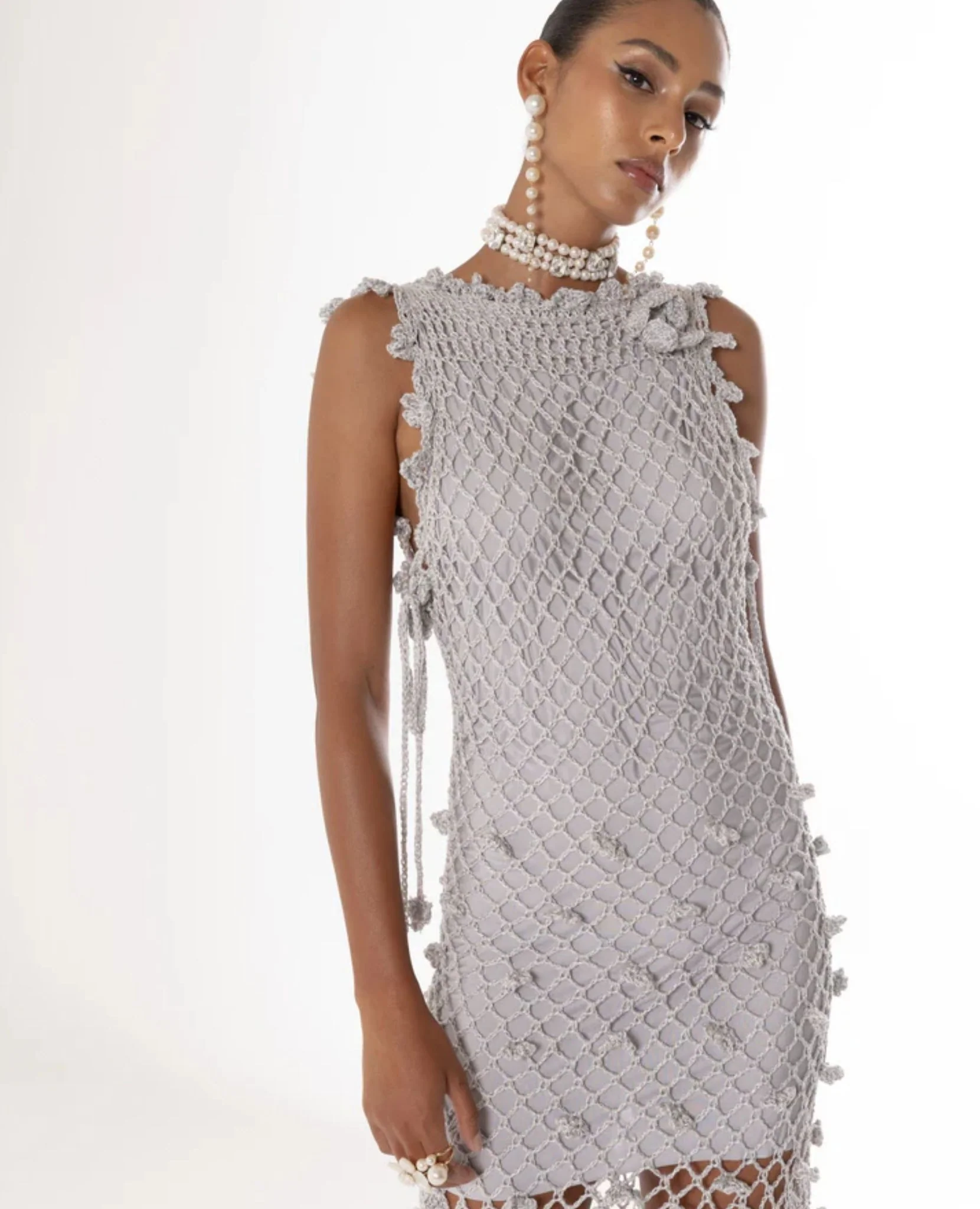 Sofia Silver Handmade Crochet Dress - Image 6