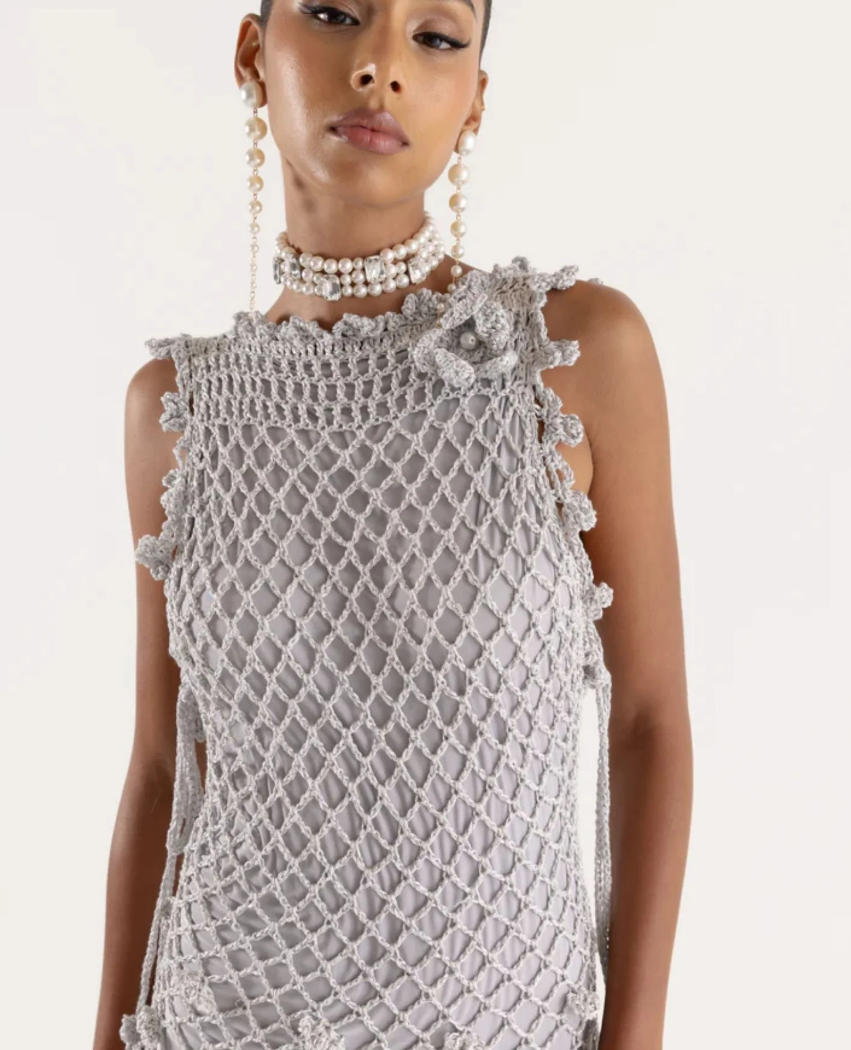 Sofia Silver Handmade Crochet Dress - Image 9
