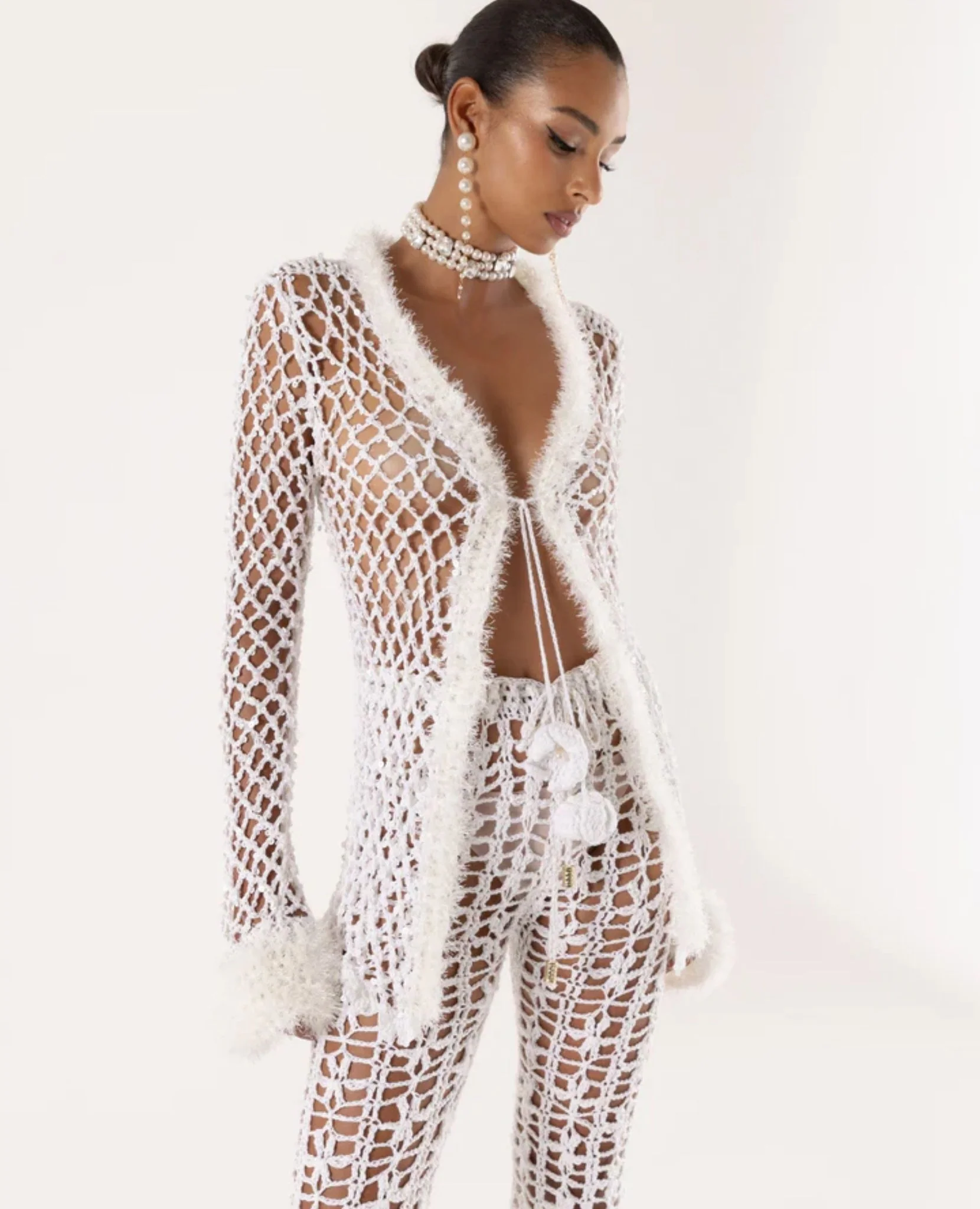 Vanilla White Handmade Crochet Shirt - Image 6