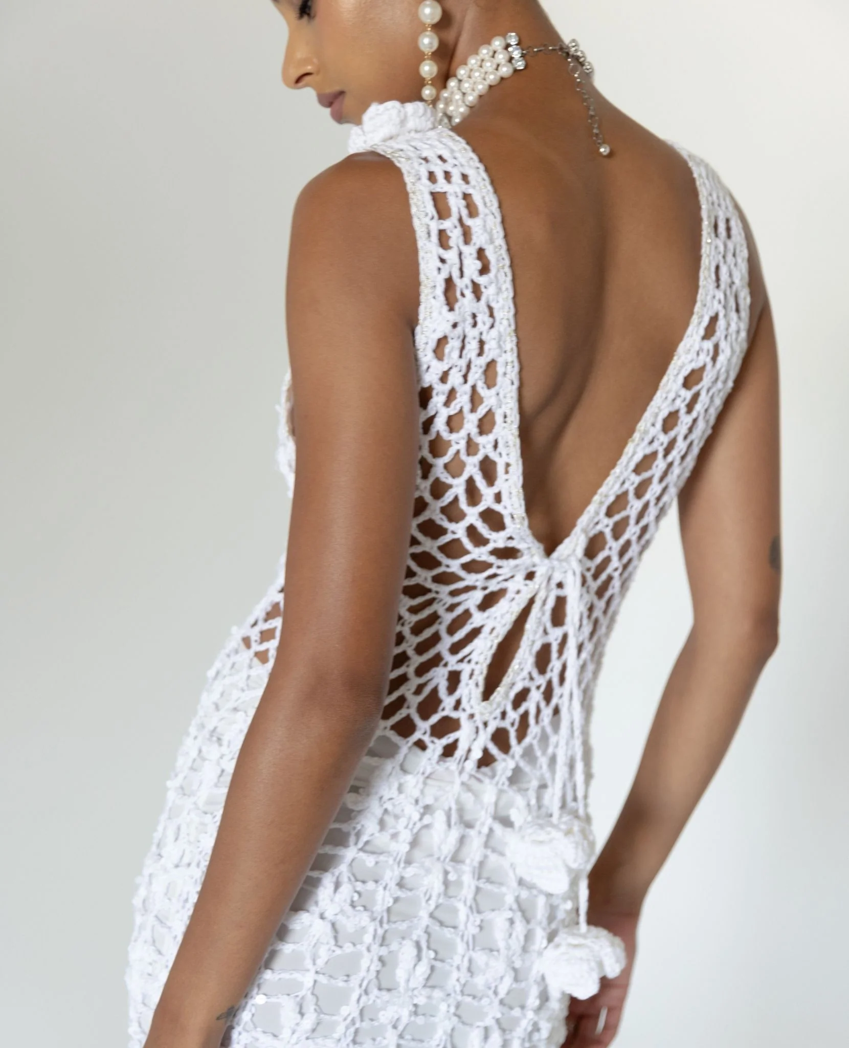 White Vanilla Handmade Maxi Crochet Dress - Image 3