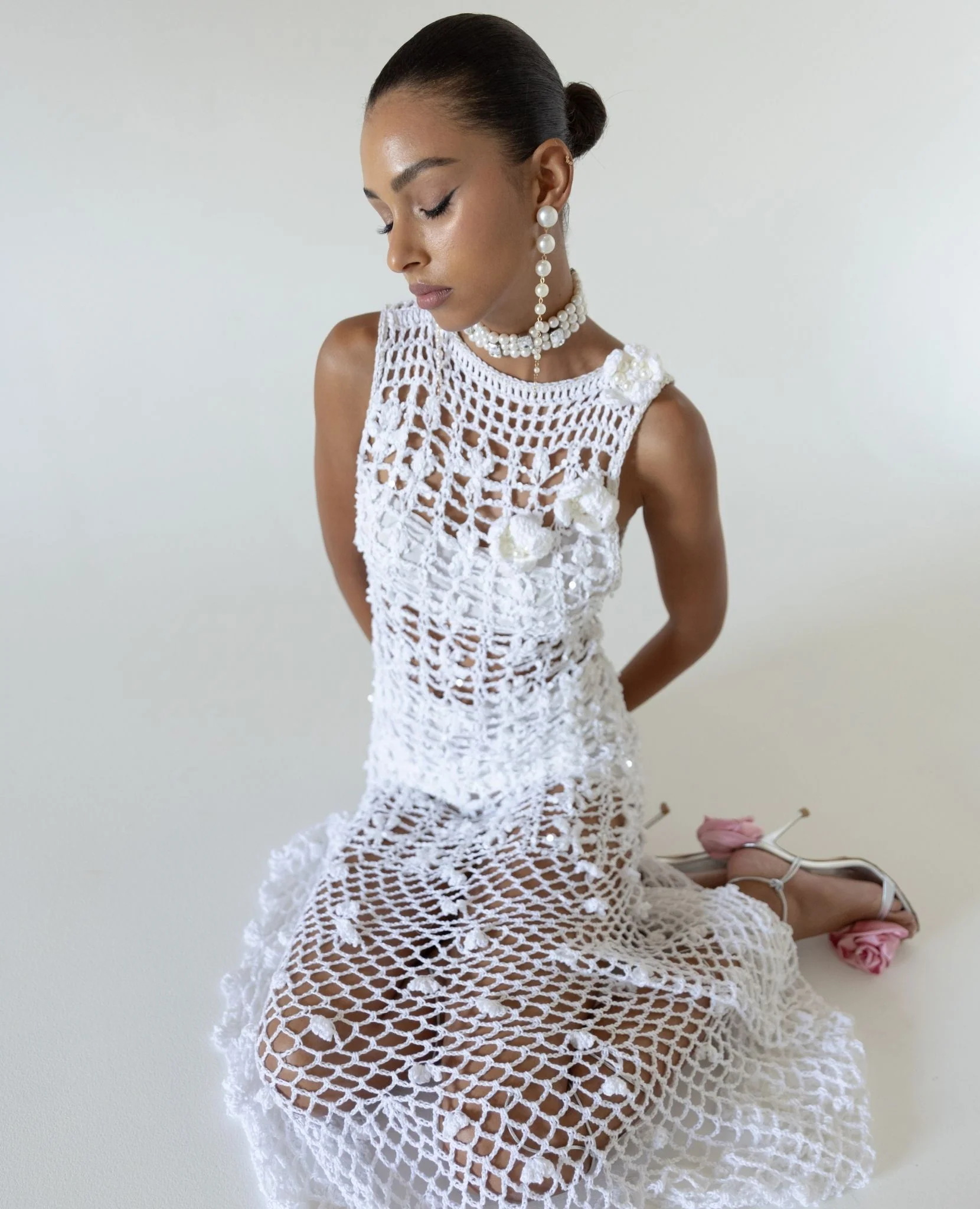 White Vanilla Handmade Maxi Crochet Dress - Image 7