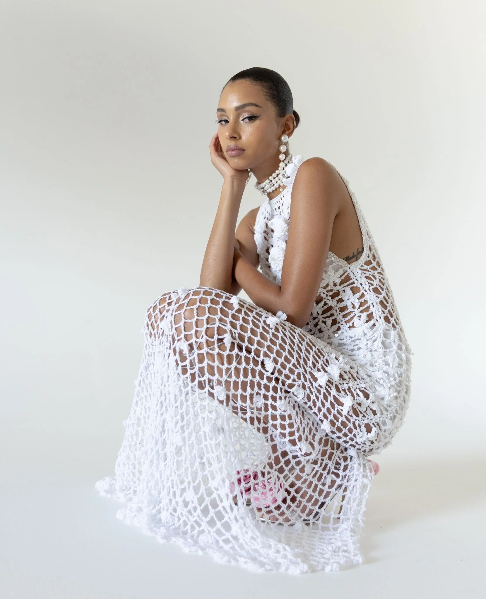 White Vanilla Handmade Maxi Crochet Dress - Image 8