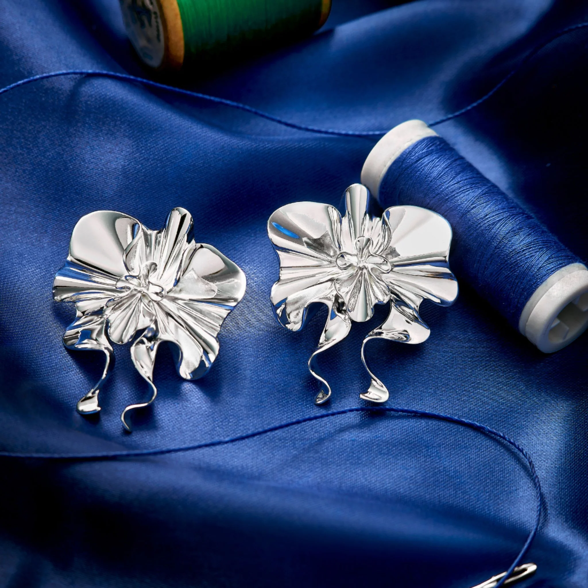 Silver Thatyana Earring - Drop Babado Collection - Image 2