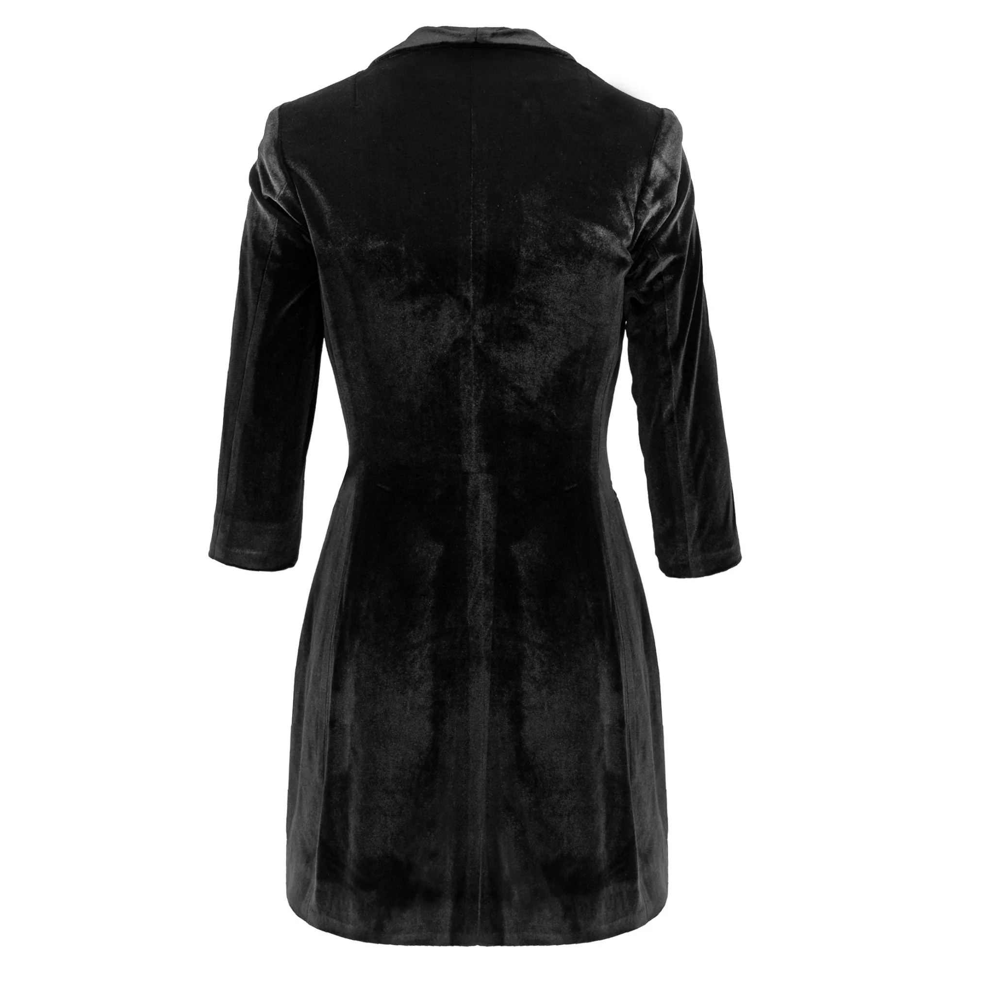 Black Asymmetric Velvet Blazer Dress - Image 5