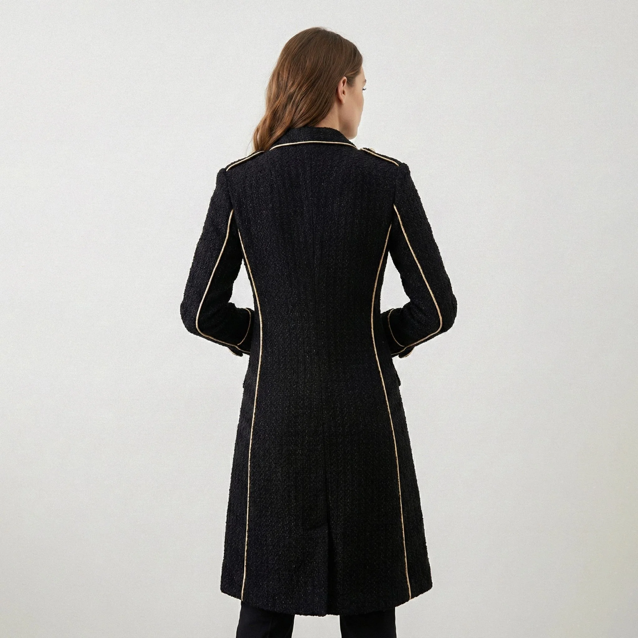 Black Double Breasted Military Coat - Image 6