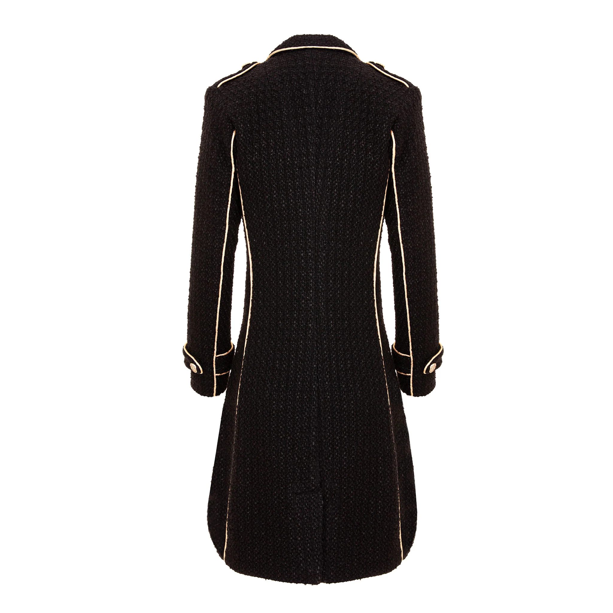 Black Double Breasted Military Coat - Image 7