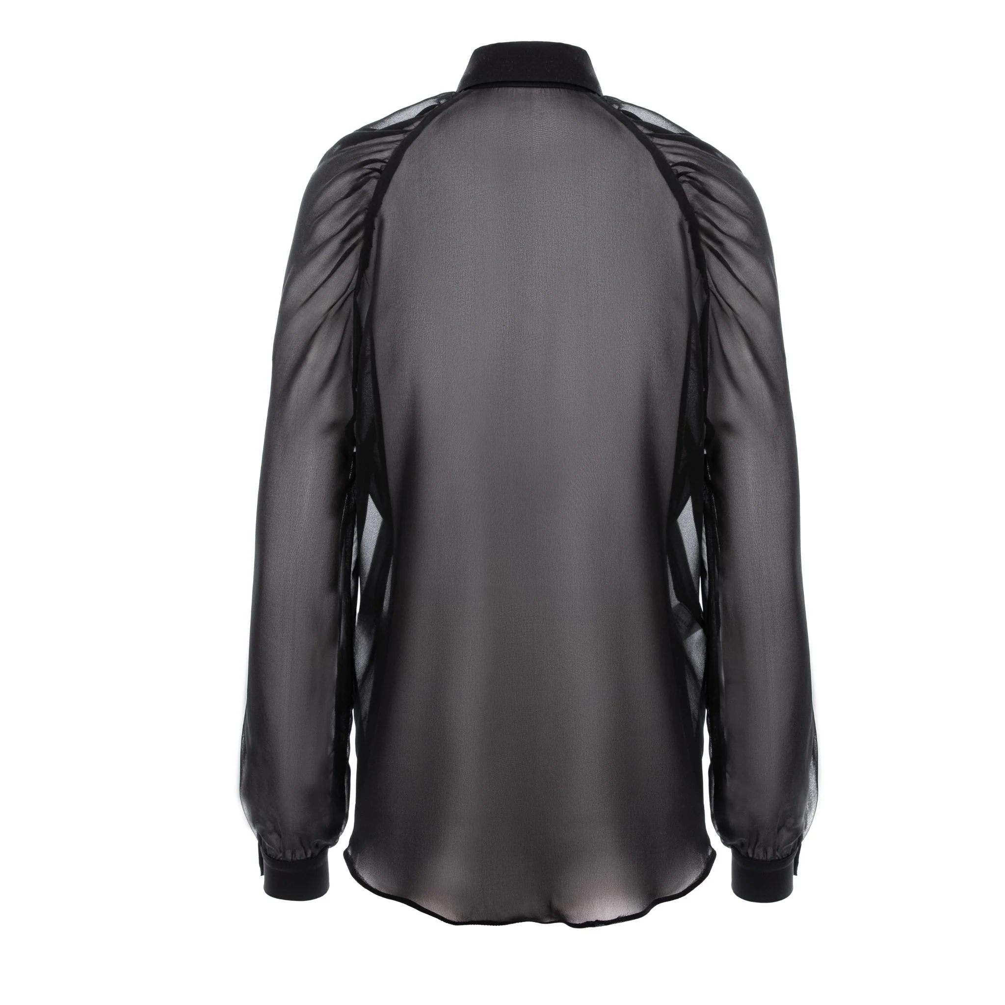 Black Sheer Silk Raglan Sleeve Shirt - Image 5