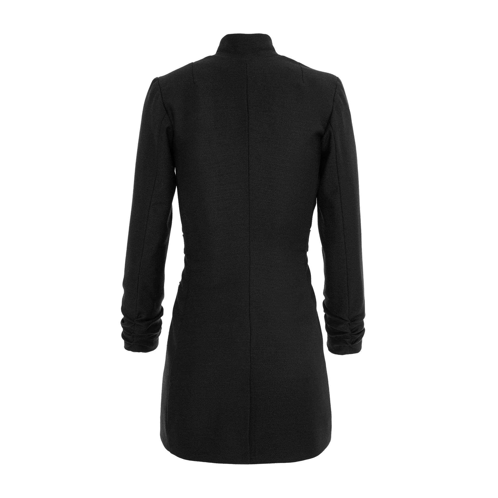 Black Single Breasted Wool Blazer With In Seam Belt - Image 7