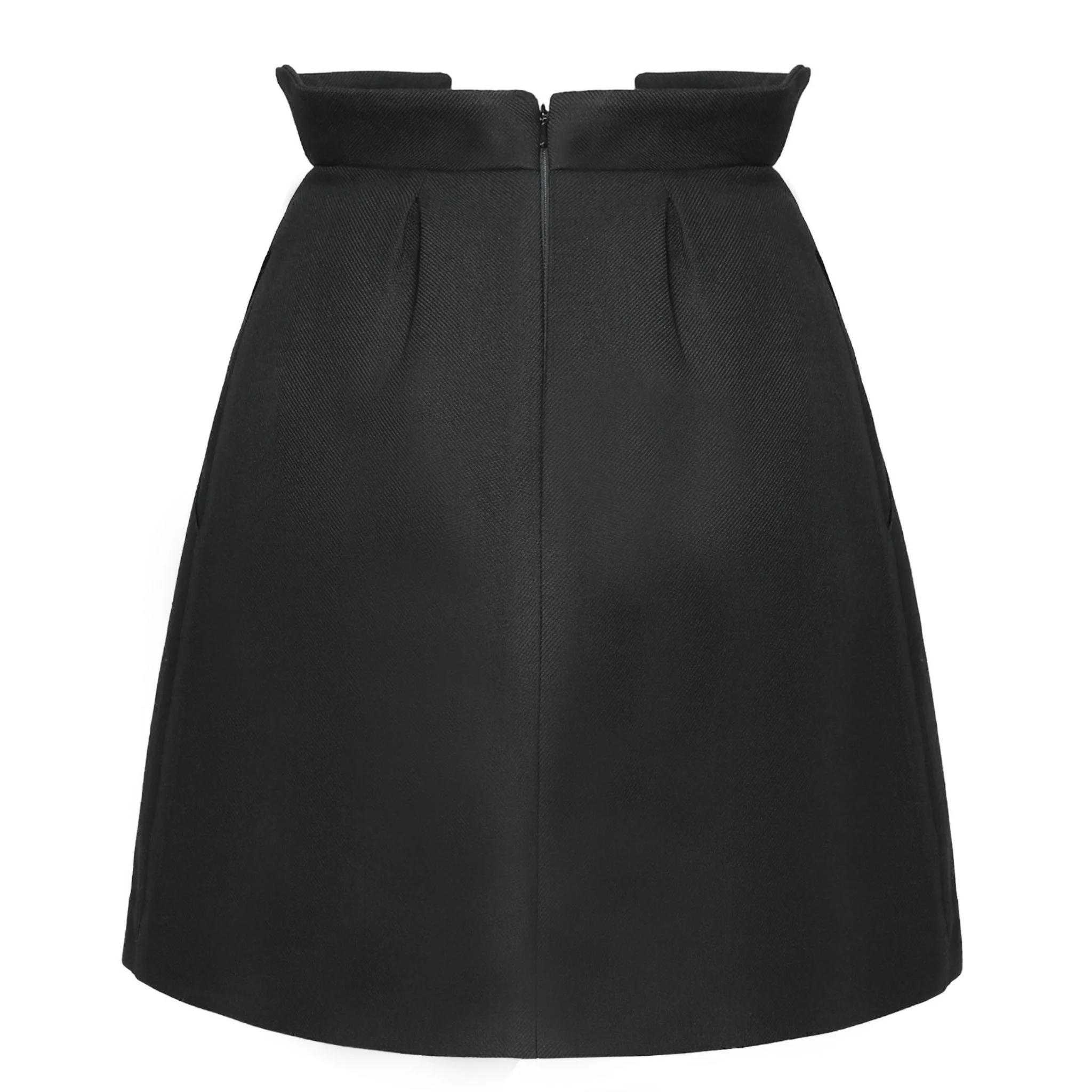 Black Wool Wrap Mini Skirt - Image 5