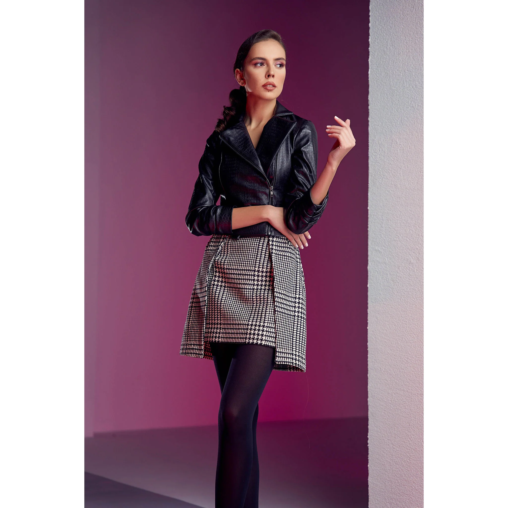 Checked Wool Mini Skirt - Image 4