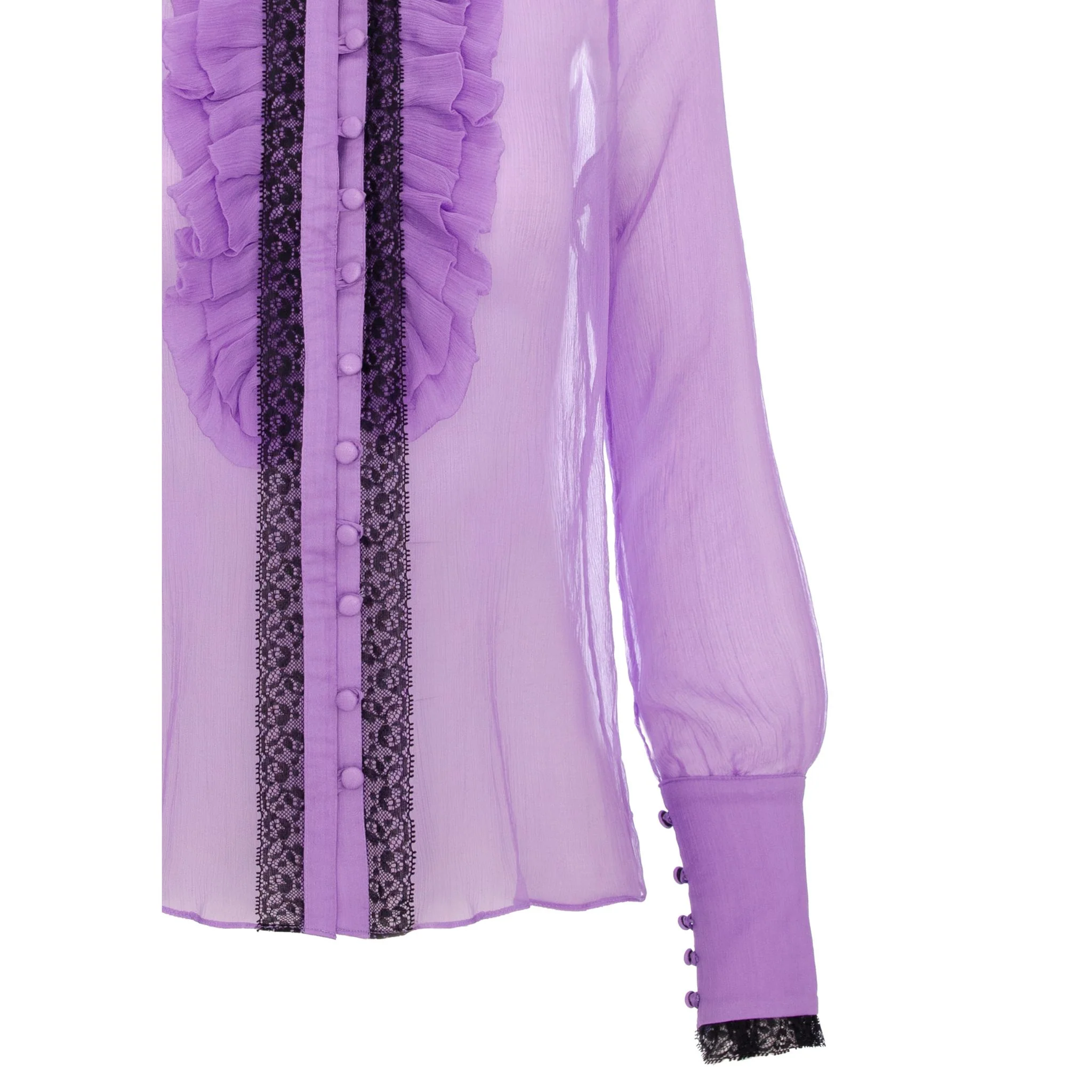 Lilac Ruffle Silk Shirt - Image 4