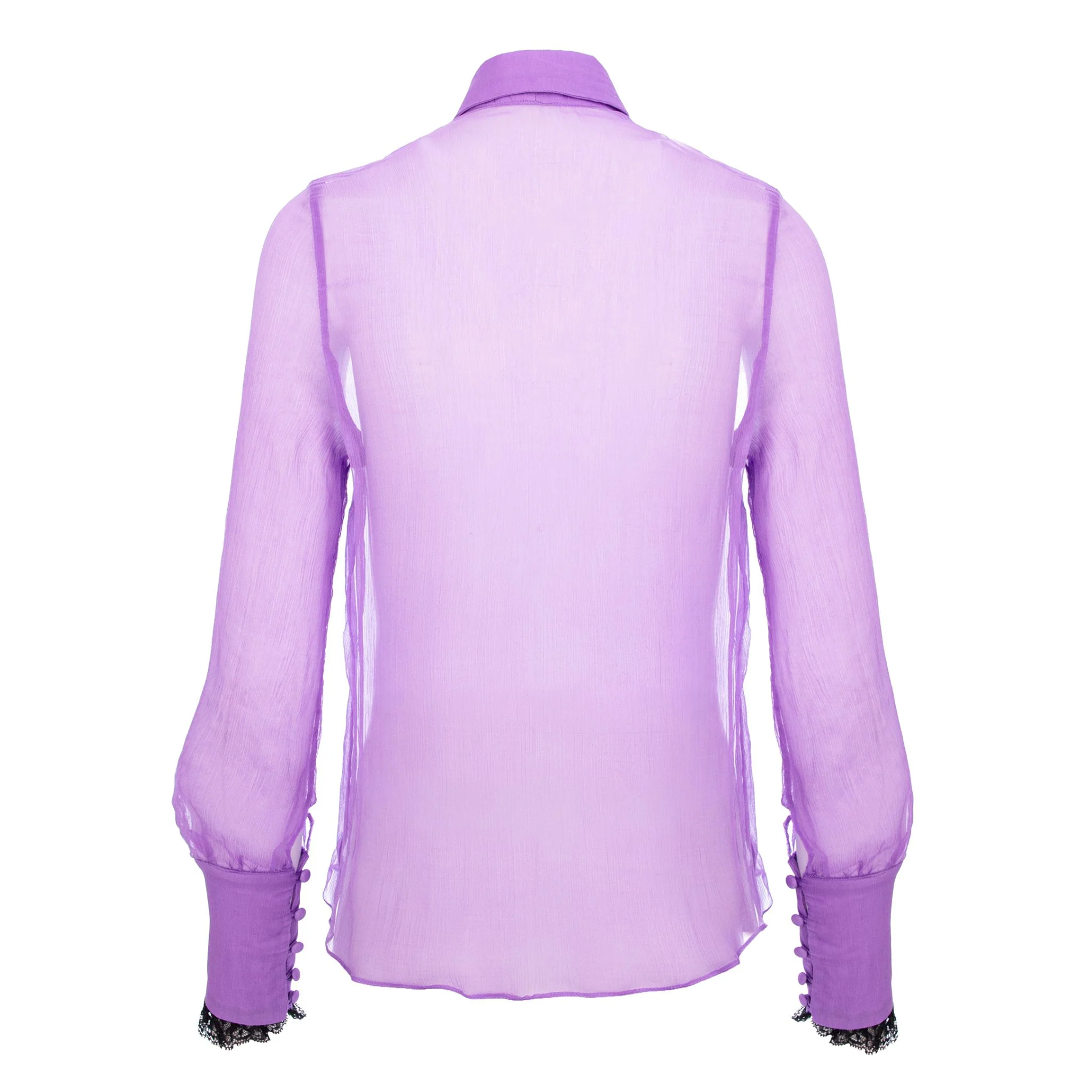 Lilac Ruffle Silk Shirt - Image 5