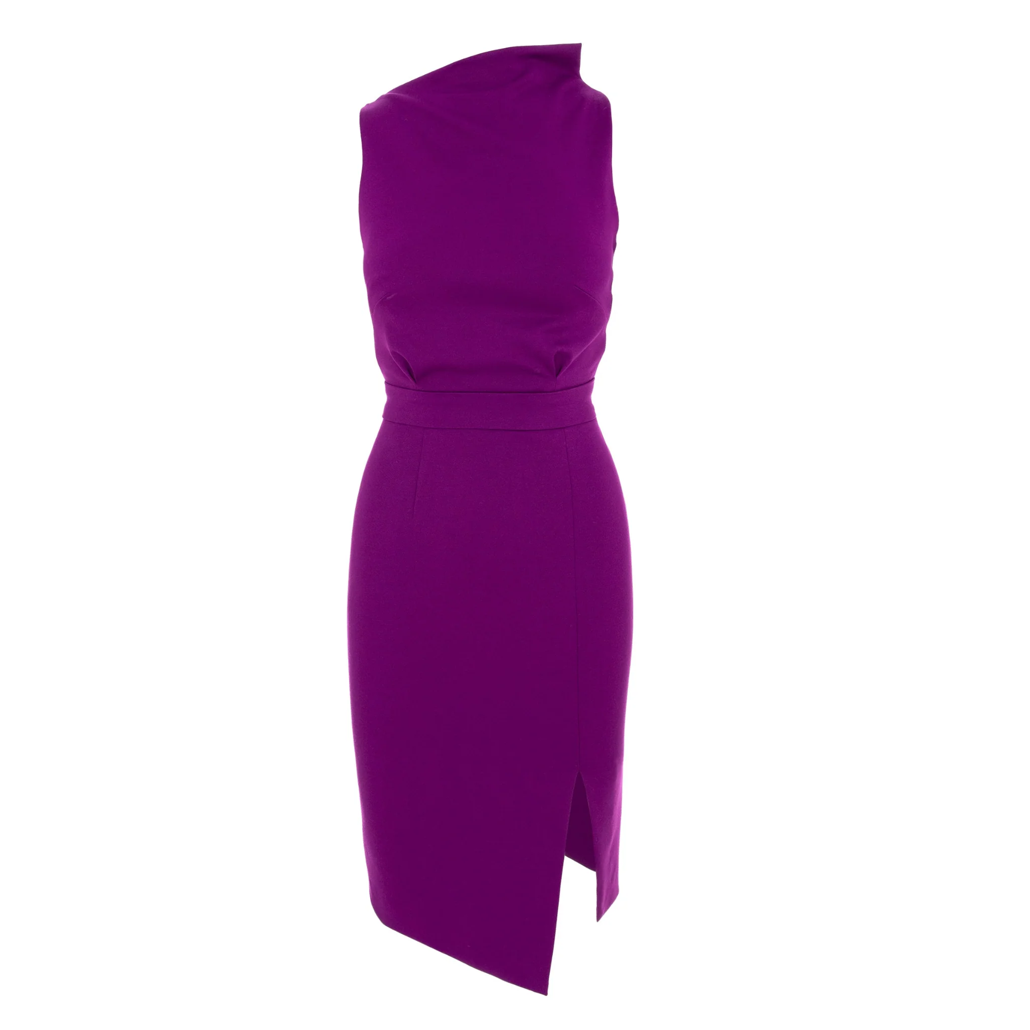 Purple Bodycon Midi Dress With Leg Slit