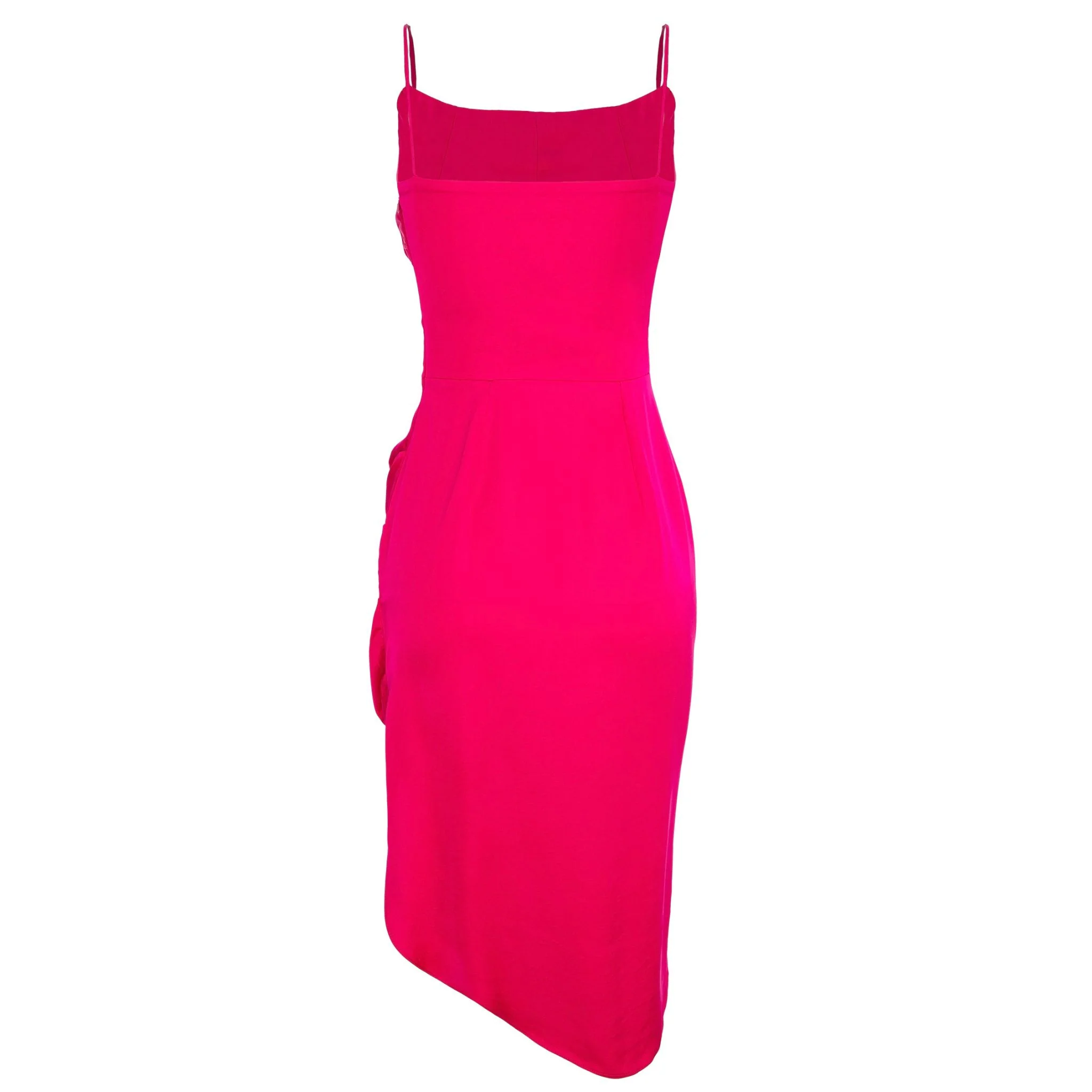 Raspberry Midi Slip Dress With Side Gathering - Image 5
