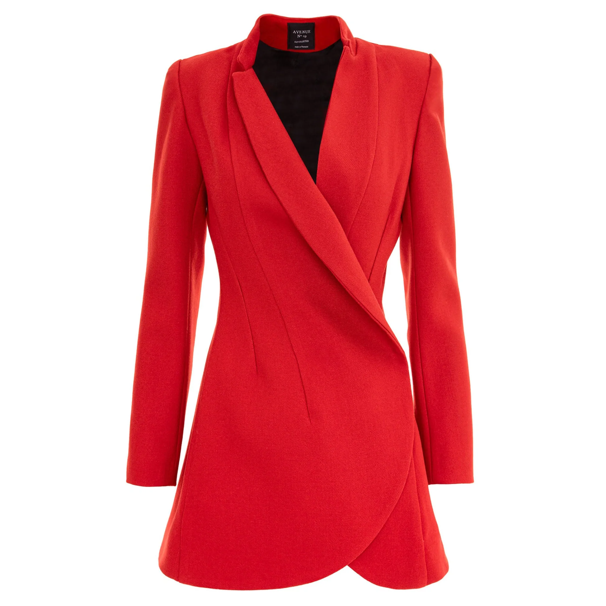 Red Asymmetric Double Breasted Wool Blazer