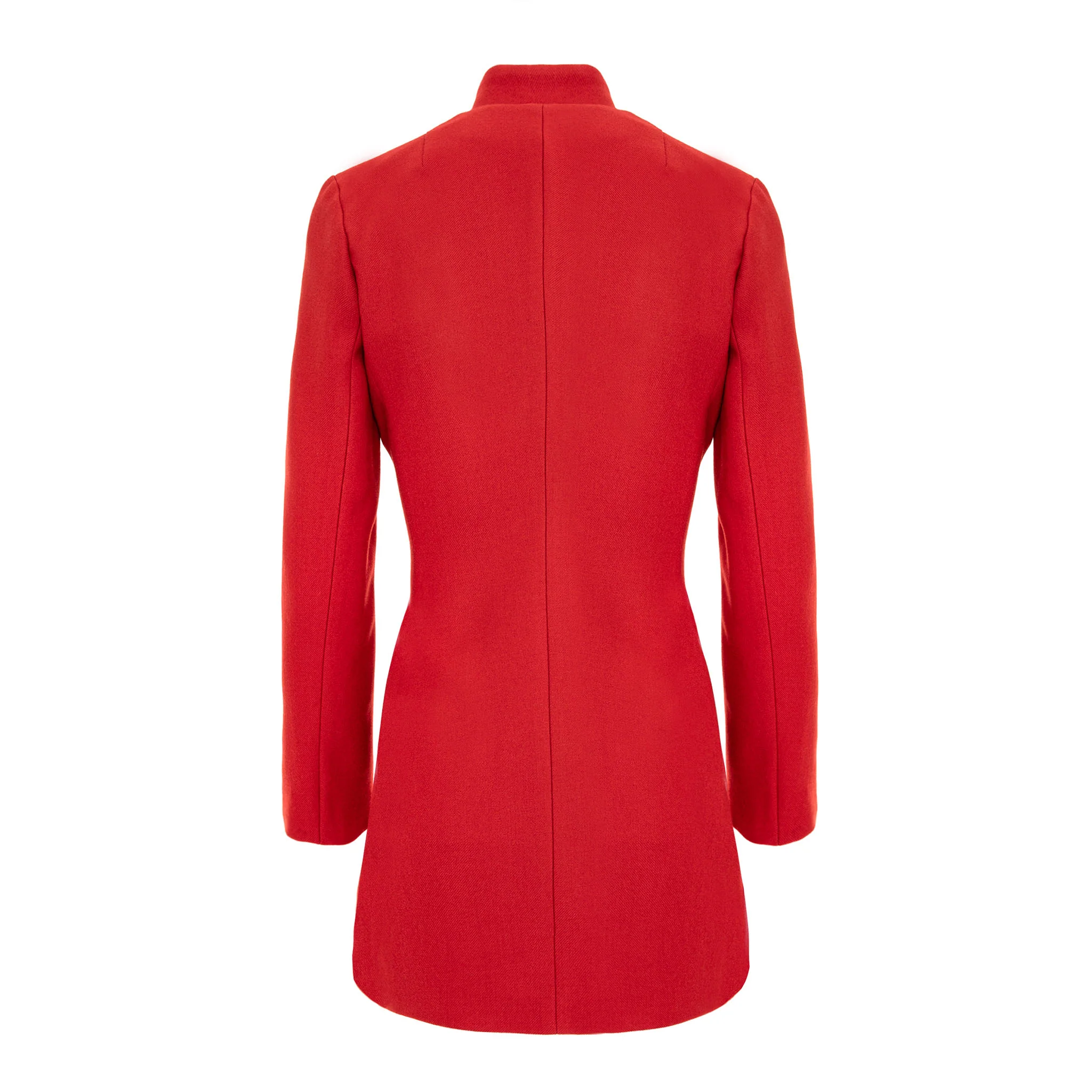 Red Asymmetric Double Breasted Wool Blazer - Image 4