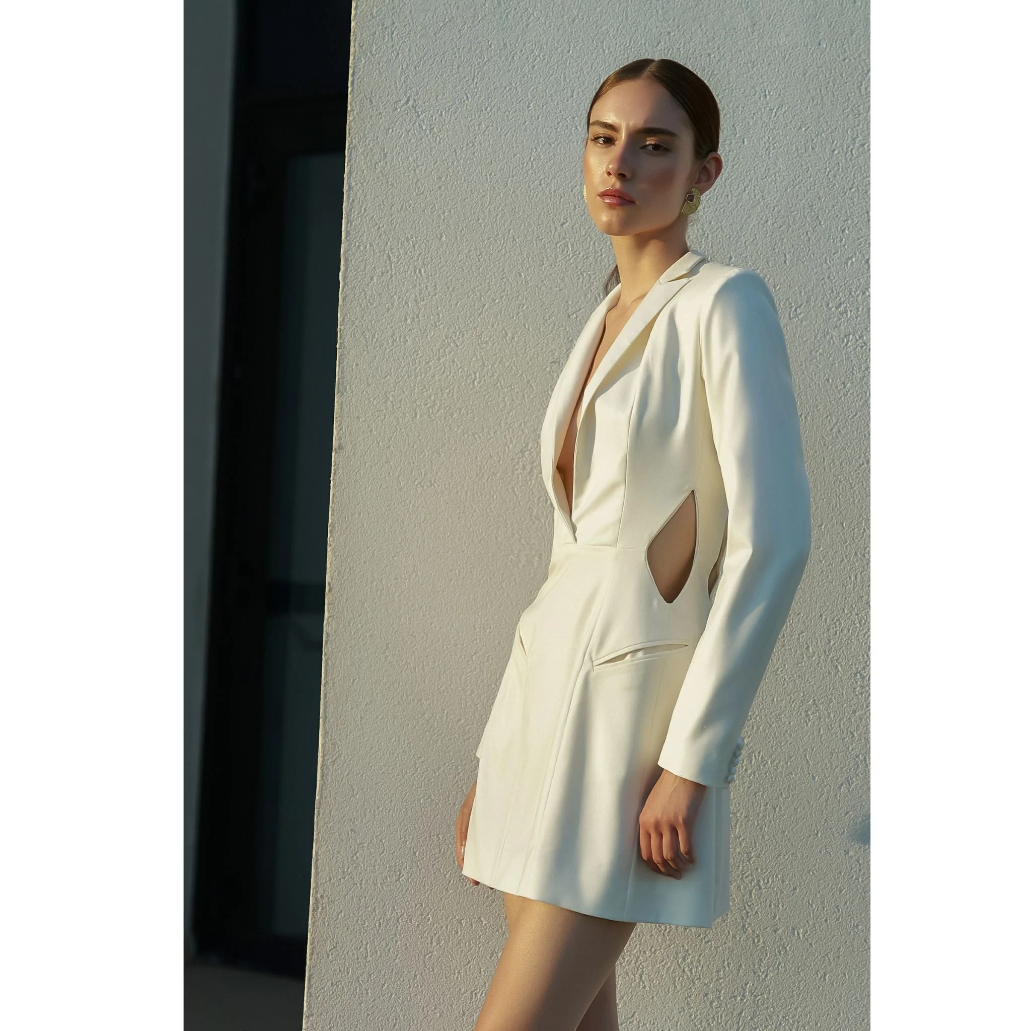 White Cut-out Blazer Dress - Image 3