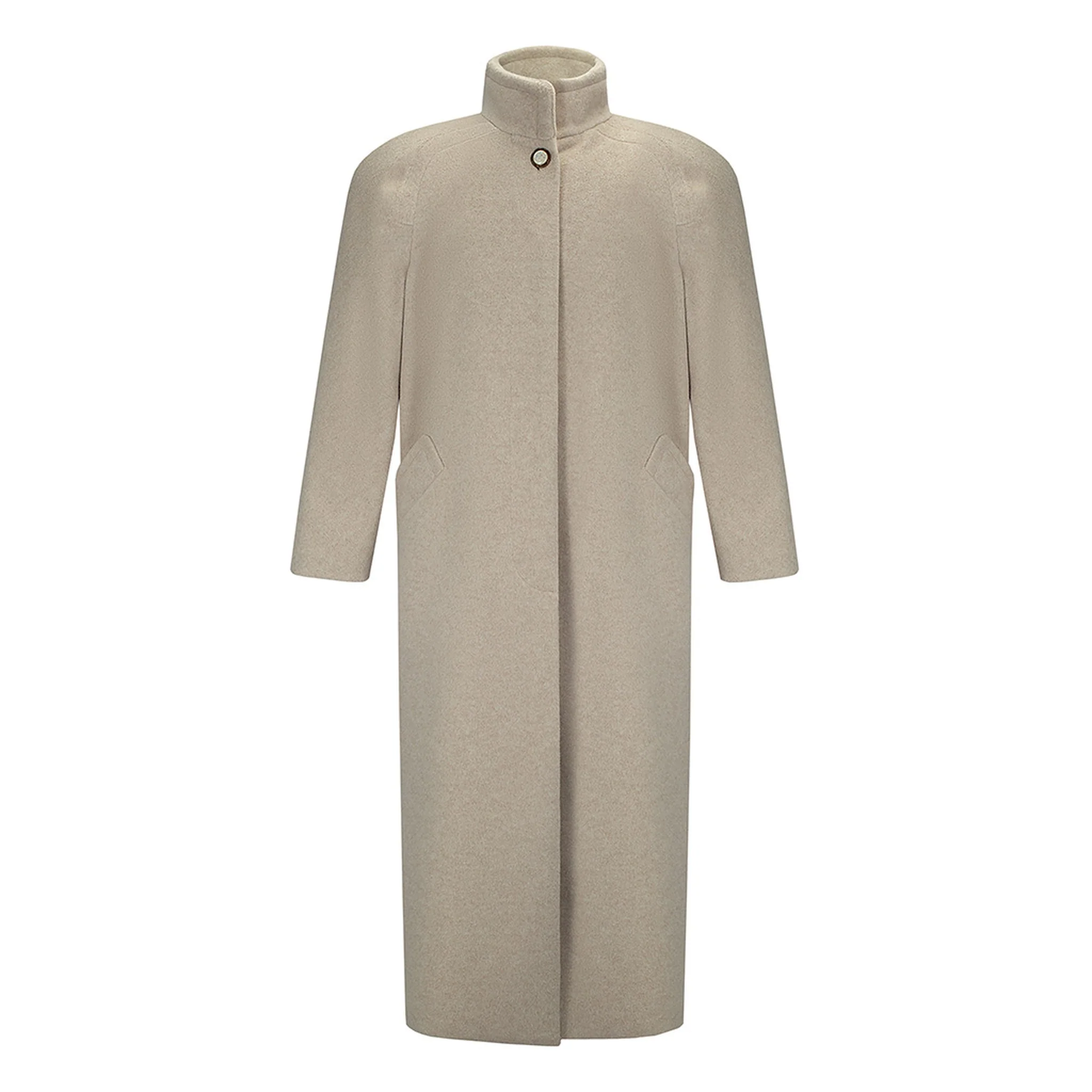 Beige Maxi Coat with Vintage Buttons