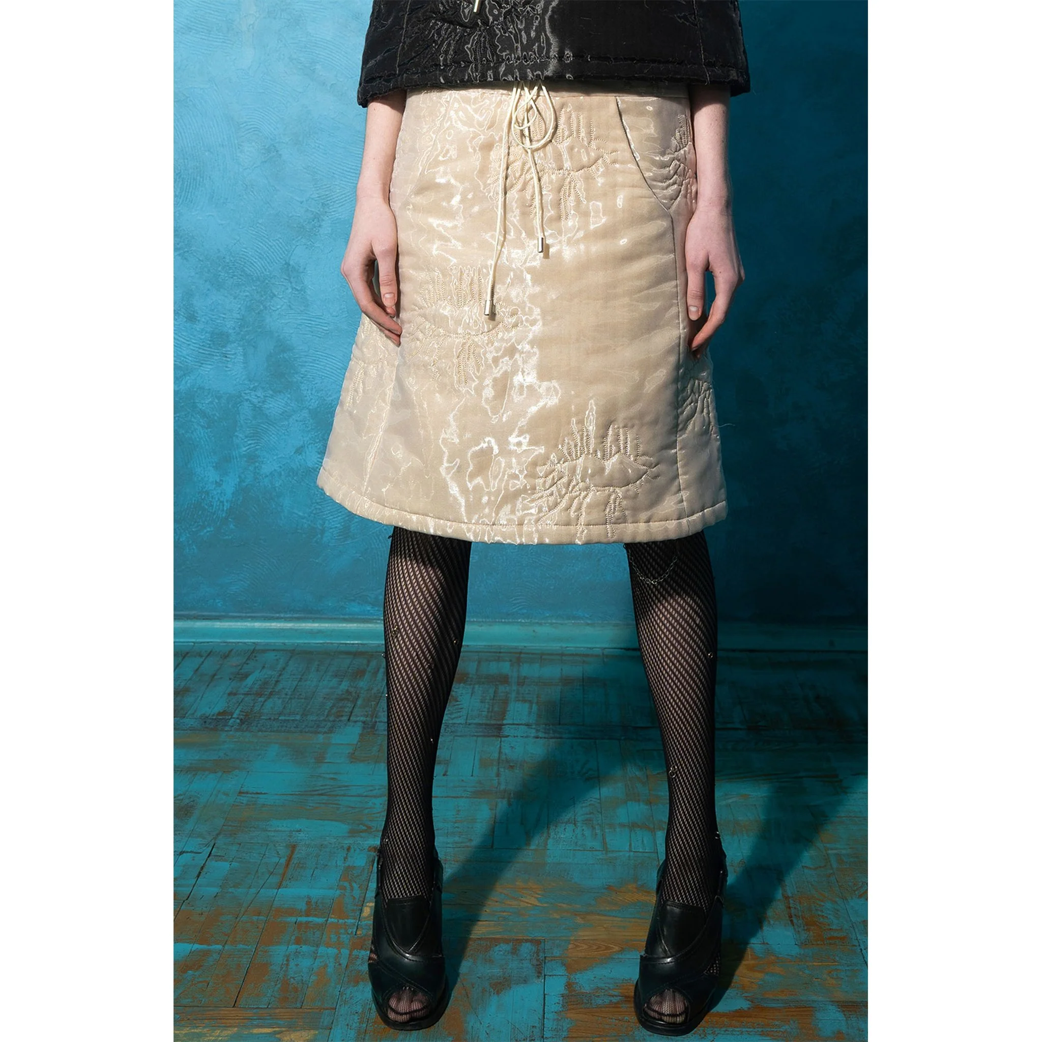 Beige Organza Trapeze Skirt - Image 3