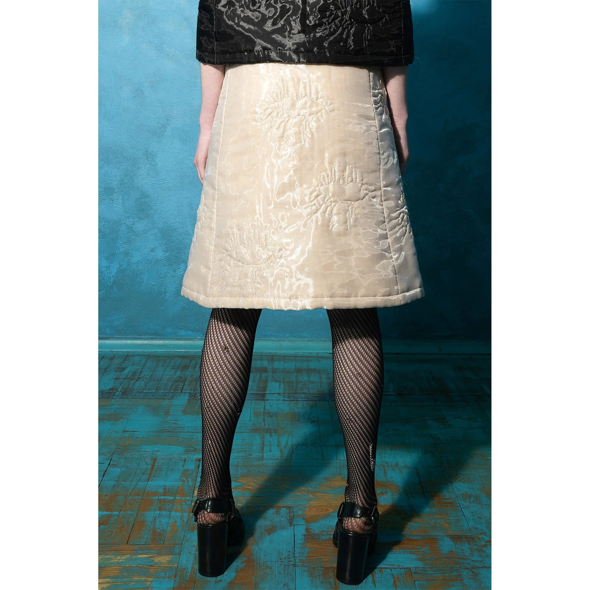 Beige Organza Trapeze Skirt - Image 4