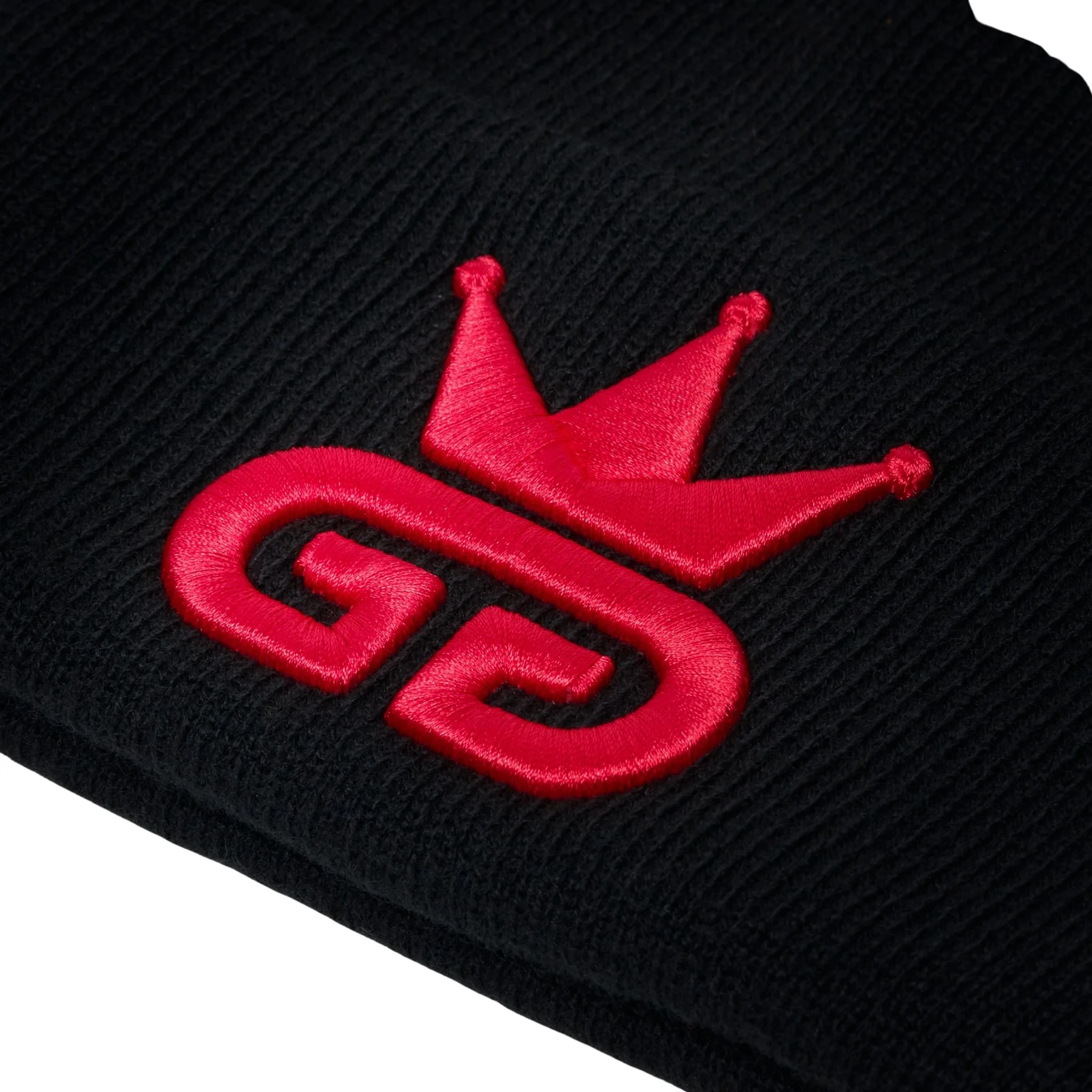 Black Beanie with Red Woven Logo - Image 2