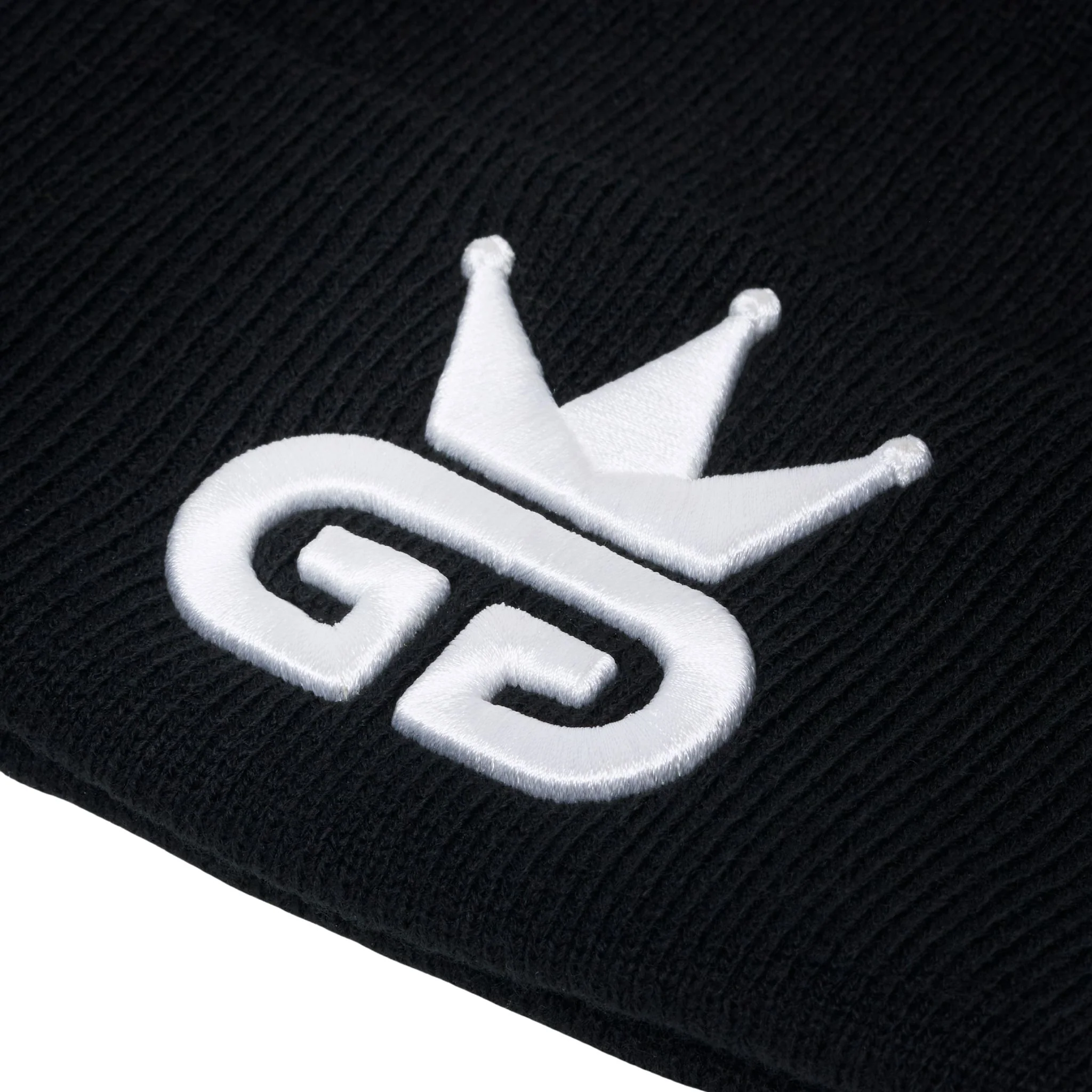Black Beanie with White Woven Logo - Image 5