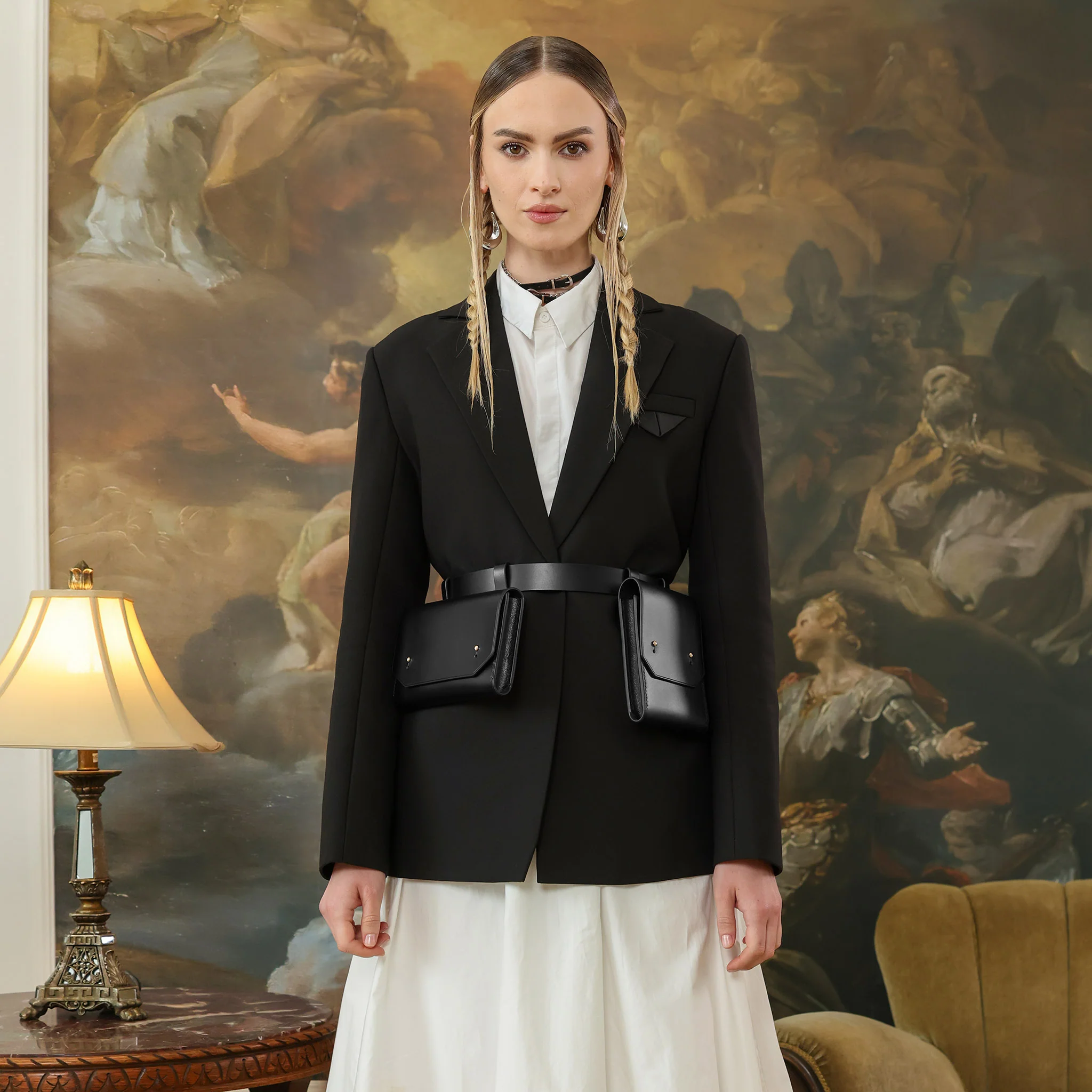 Black Double Belt Bag - Image 2