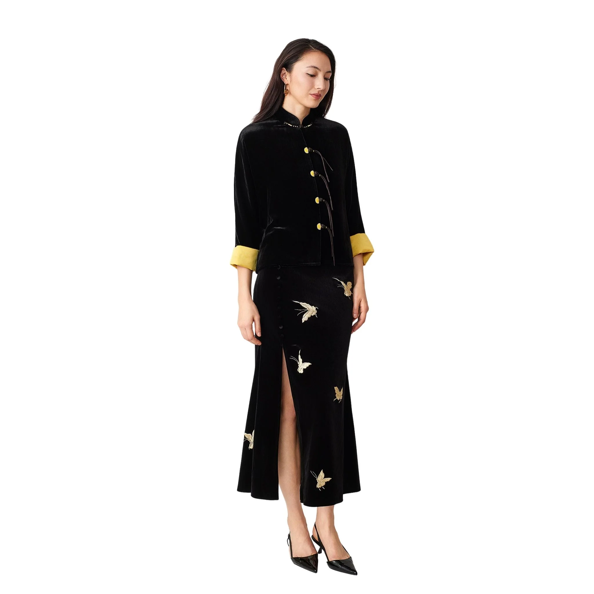 Black Golden-Butterfly Fishtail Skirt - Image 2