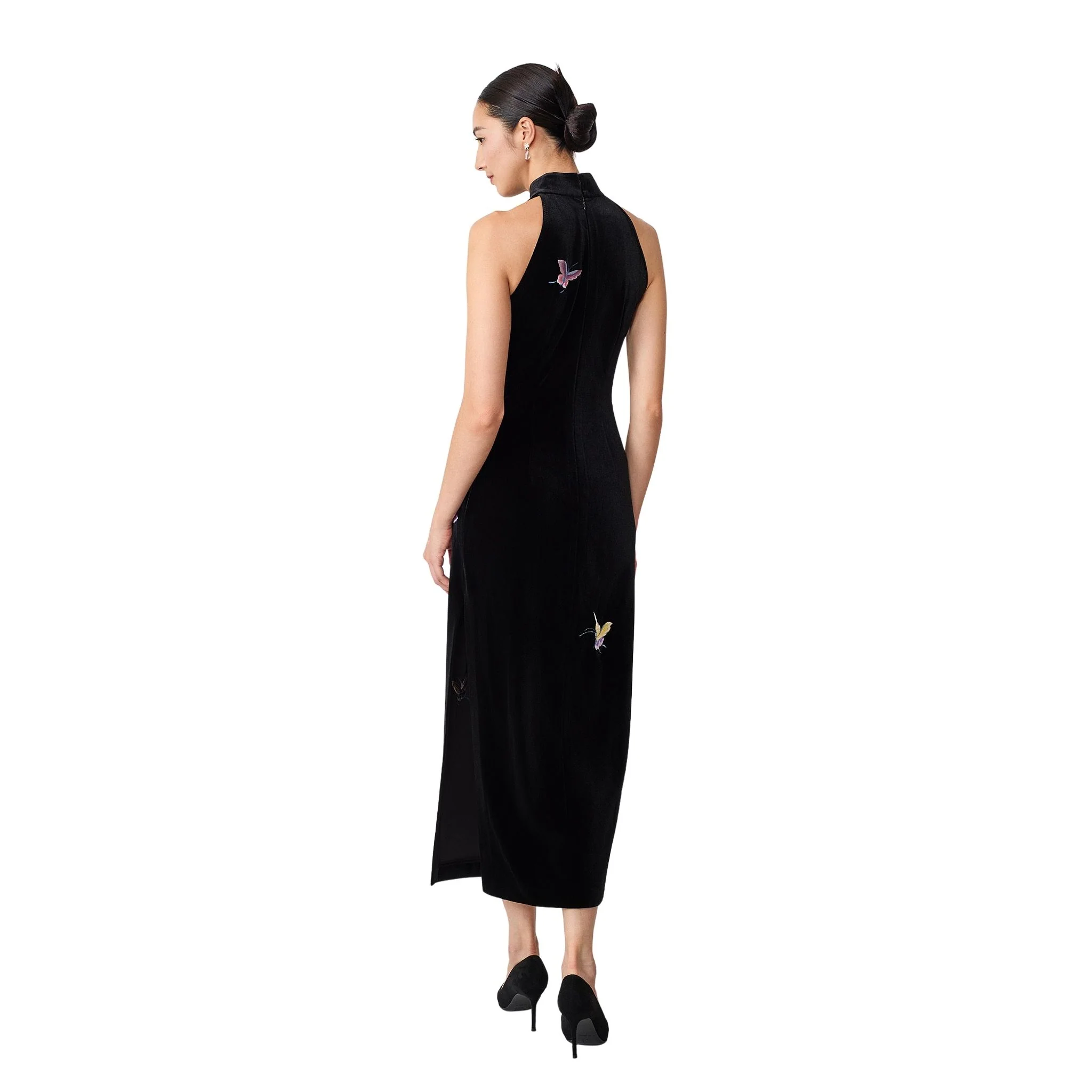Black Halter-Neck Butterfly Qipao - Image 5