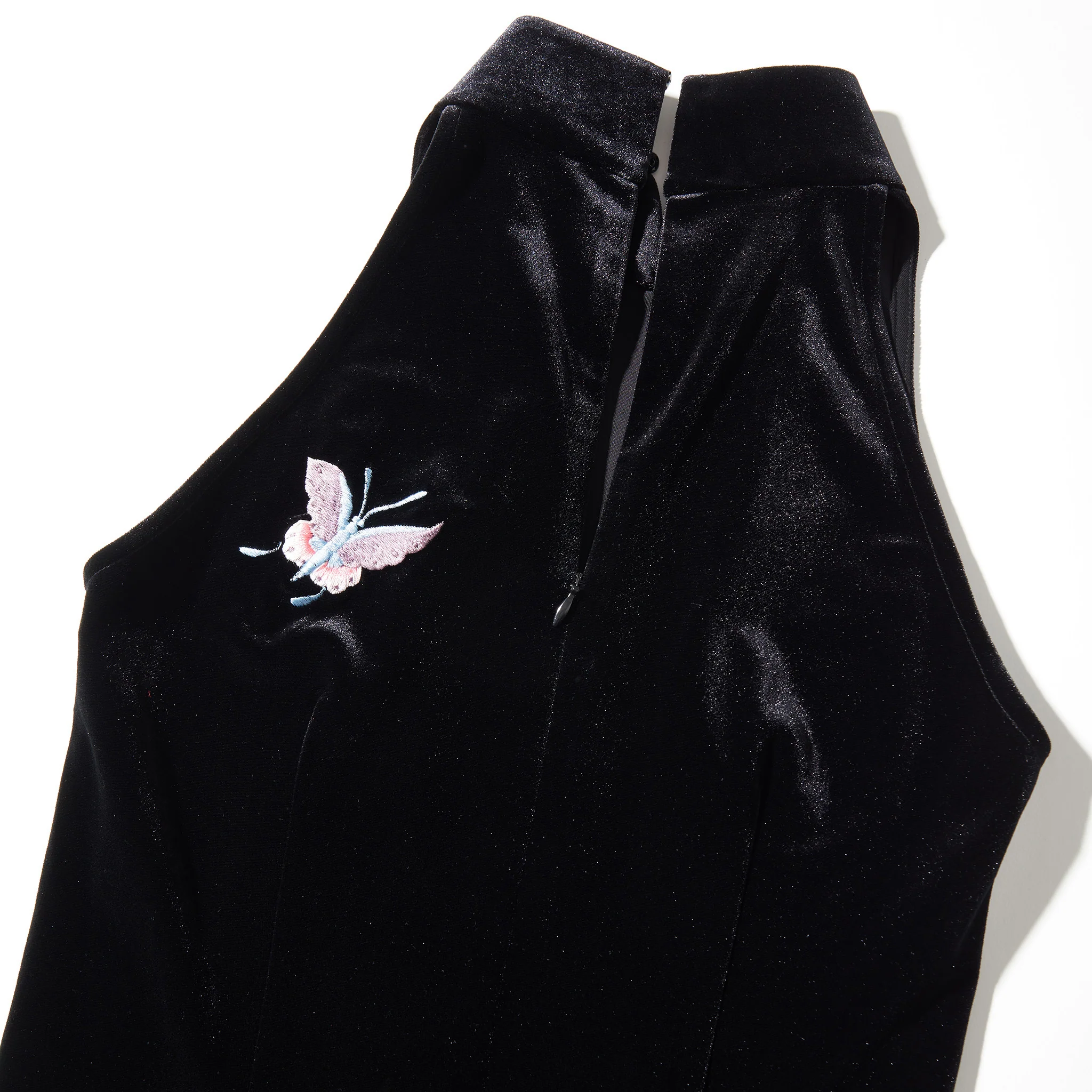 Black Halter-Neck Butterfly Qipao - Image 8