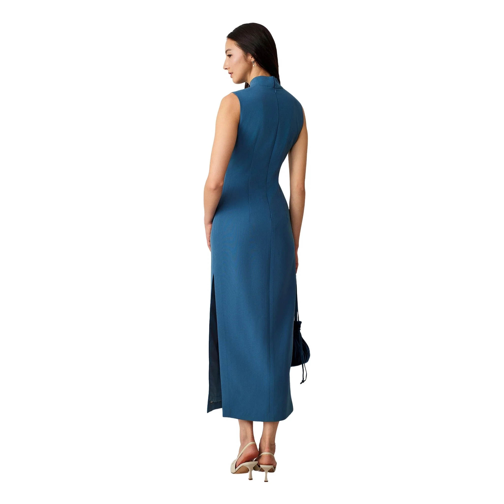 Blue Twin Butterfly Sleeveless Qipao - Image 4