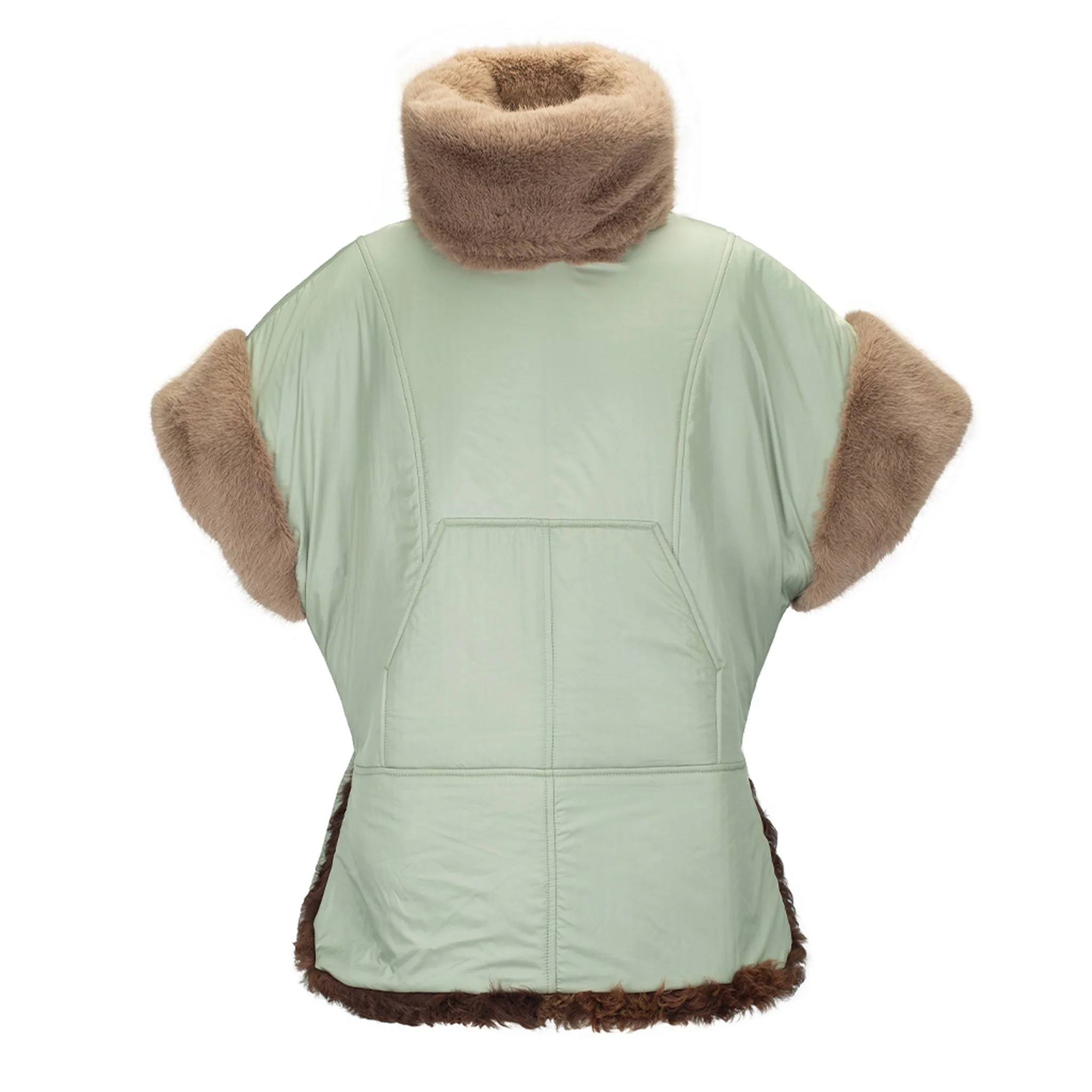 Brown & Mint Reversible Faux Fur Jacket - Image 5