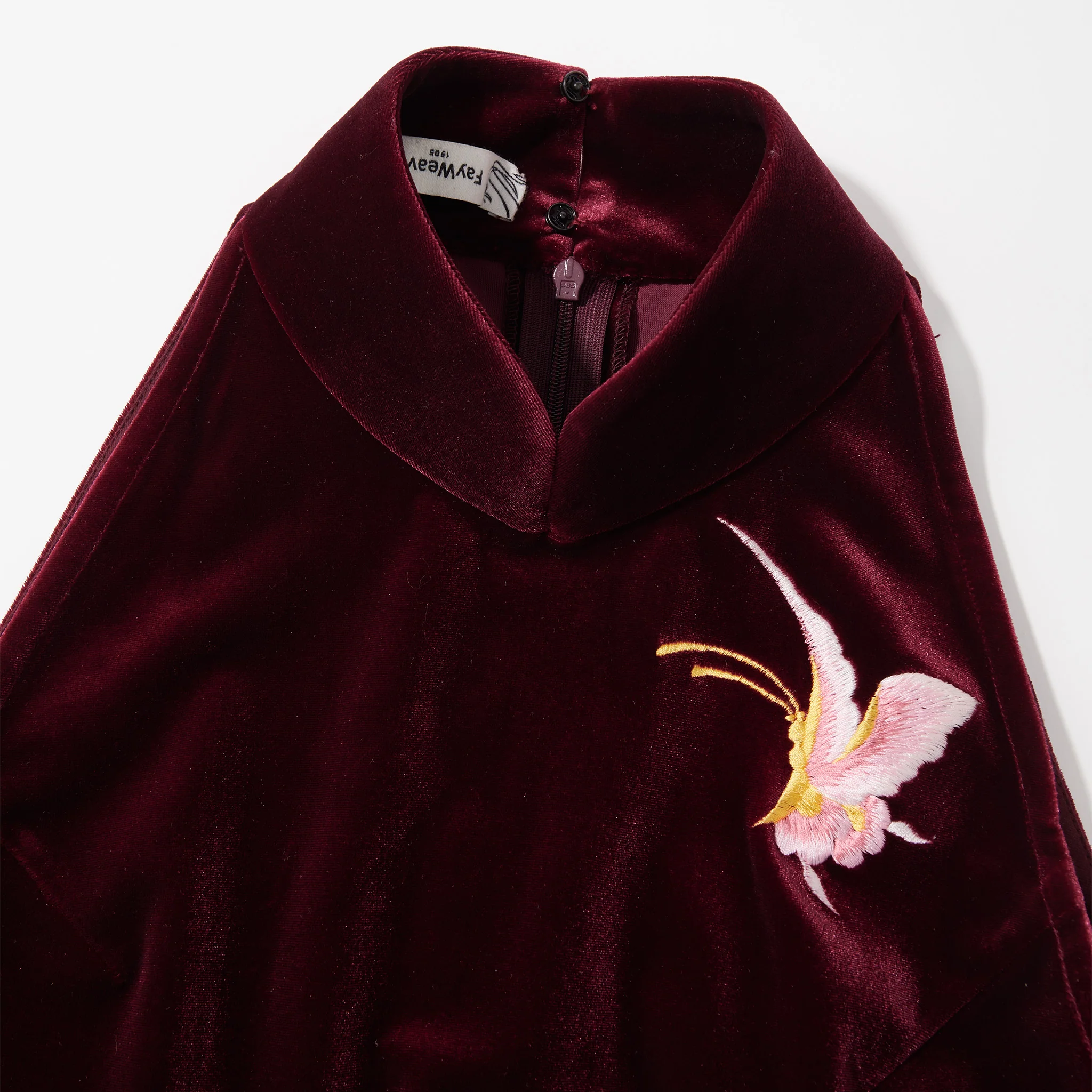 Burgundy Halter-Neck Butterfly Qipao - Image 6