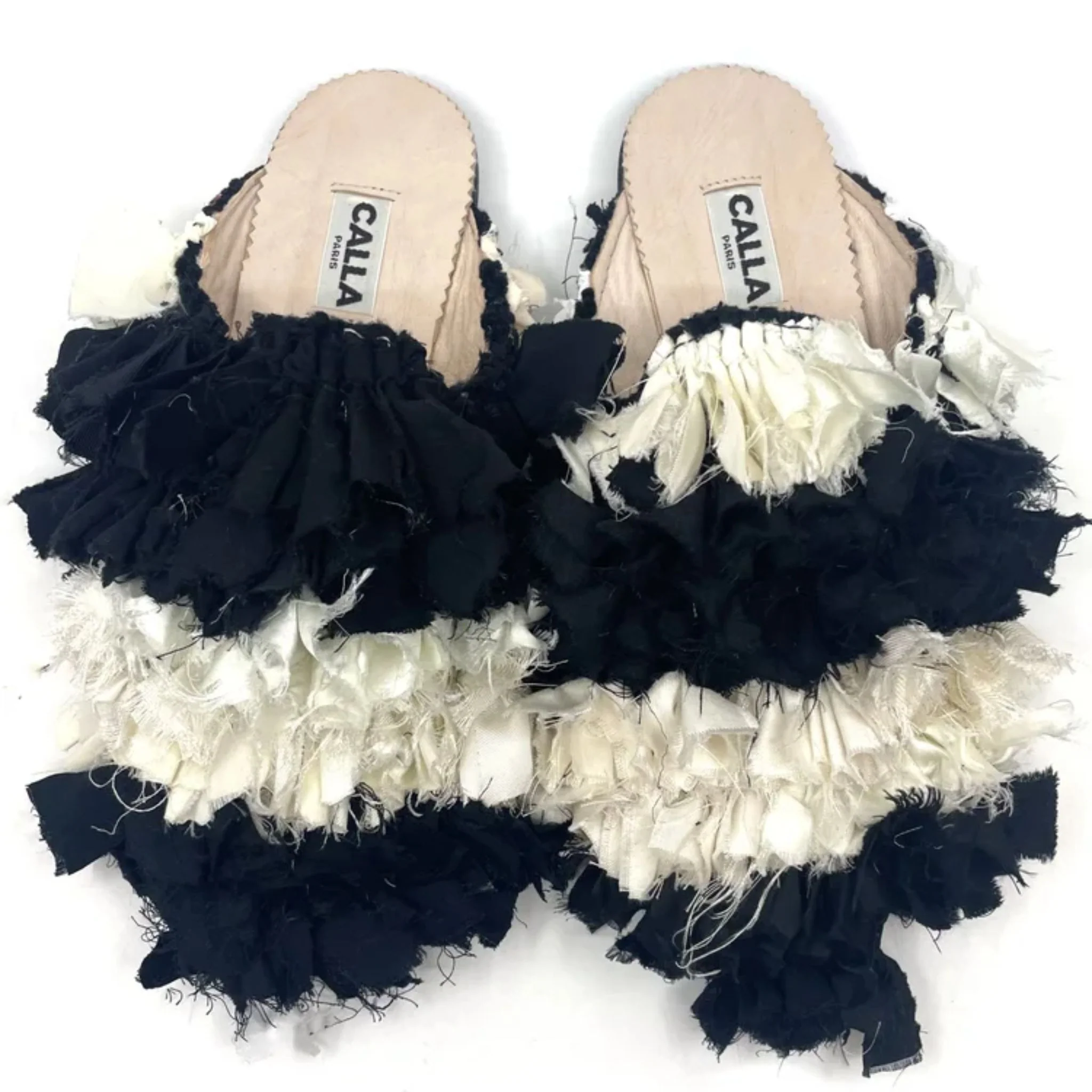 Black and White Checkerboard Tabi Babouche Slippers