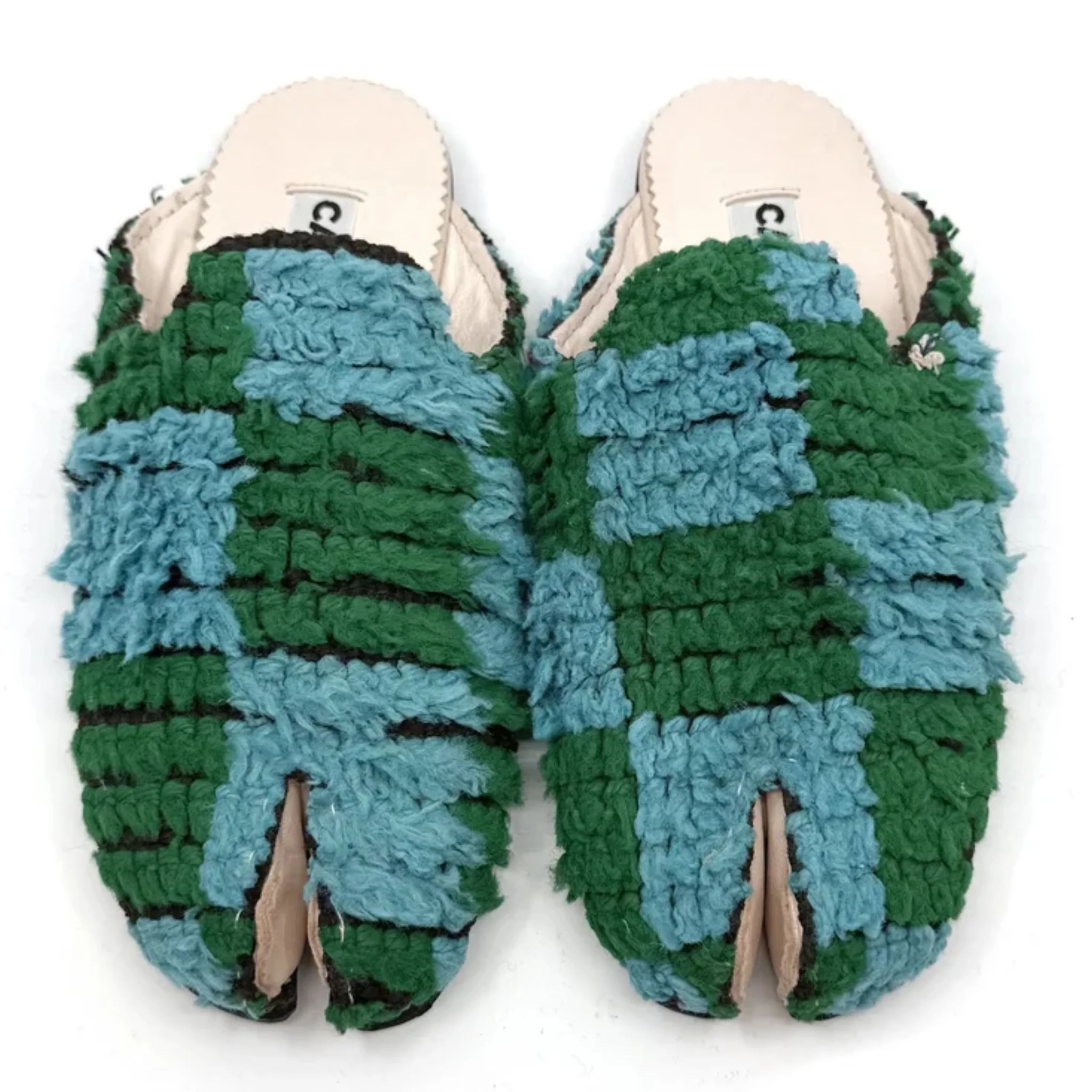 Green and Blue Tabi Babouche Slippers