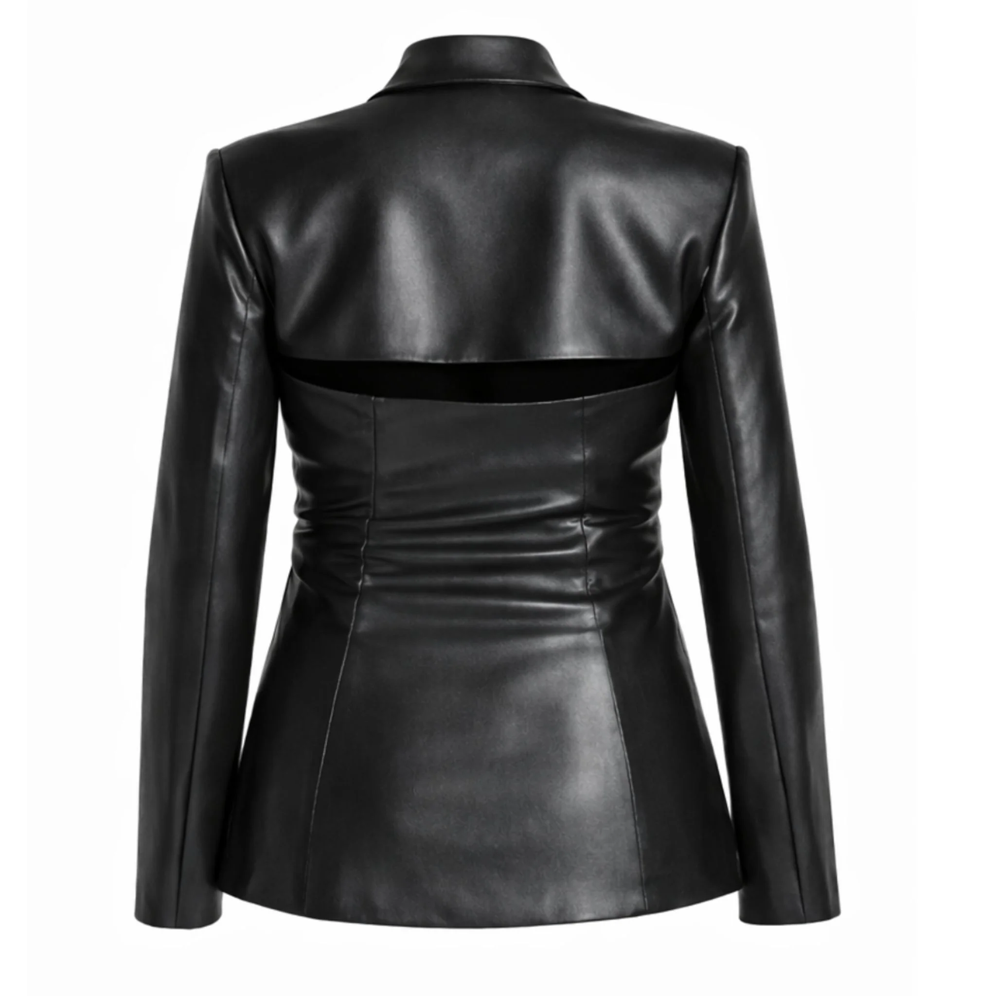 Vegan Leather Cut Out Blazer - Image 6