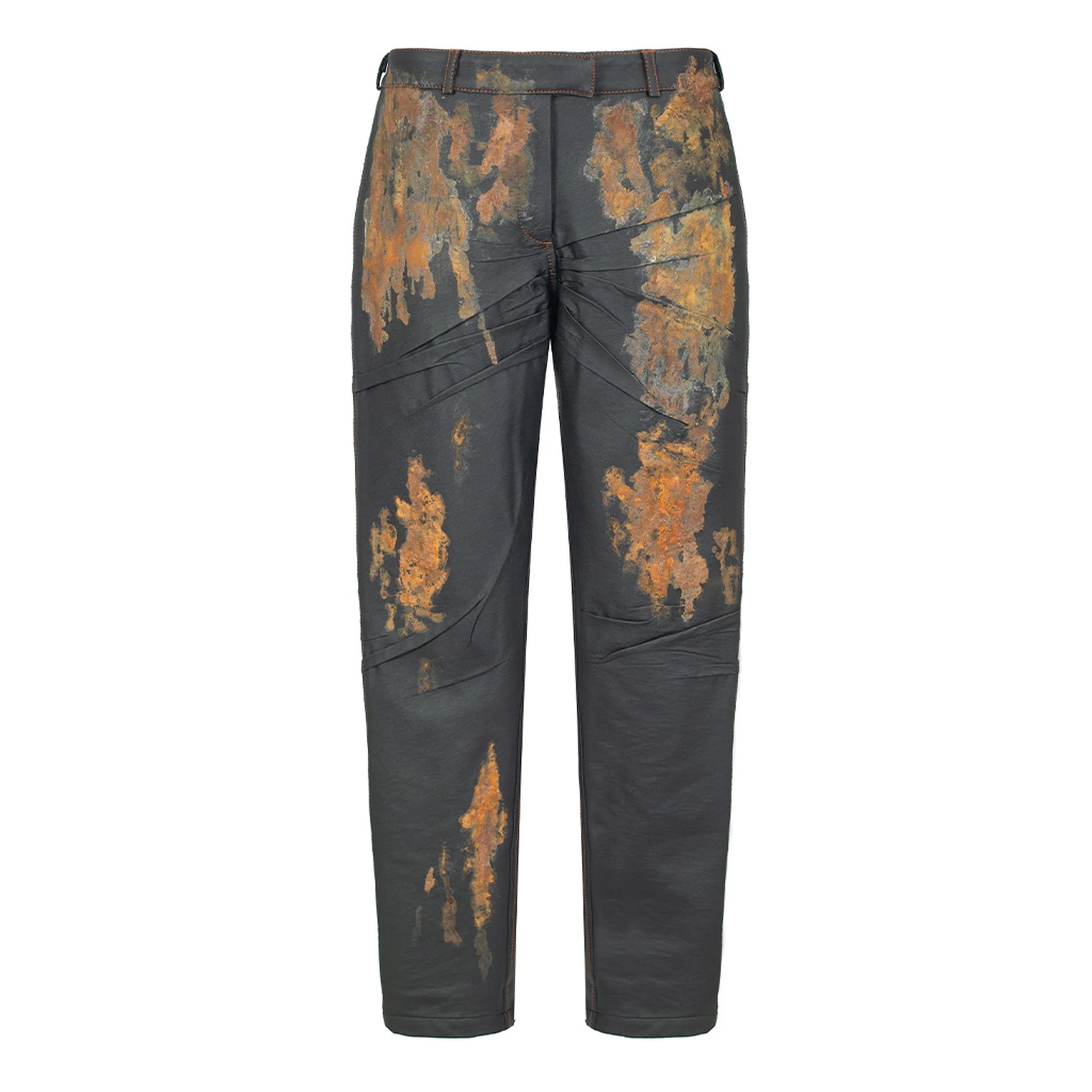 Couture Rusty Wrinkled Faux Leather Trousers