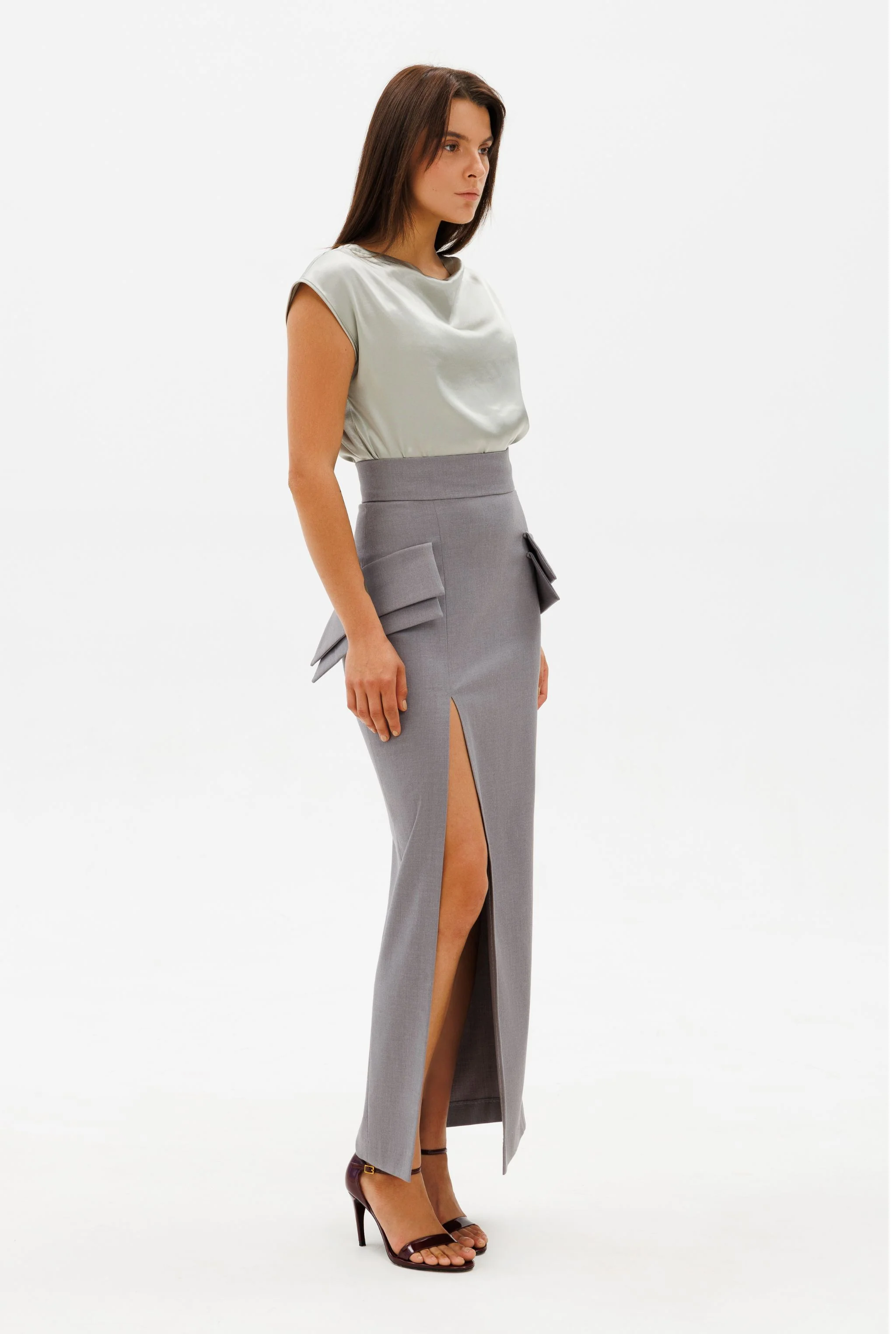 EXECUTIVE Maxi Skirt | Gray - Image 3