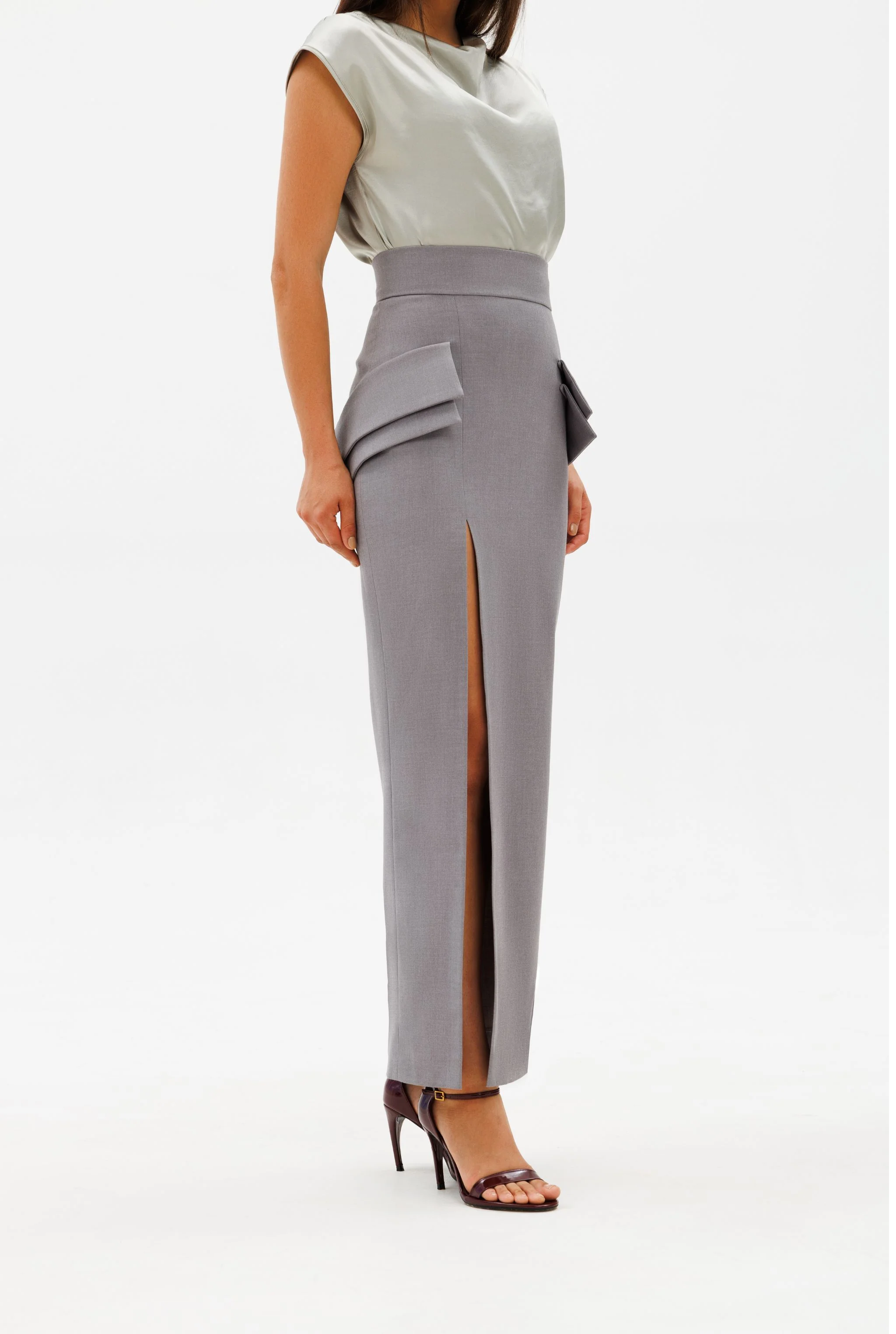 EXECUTIVE Maxi Skirt | Gray - Image 4