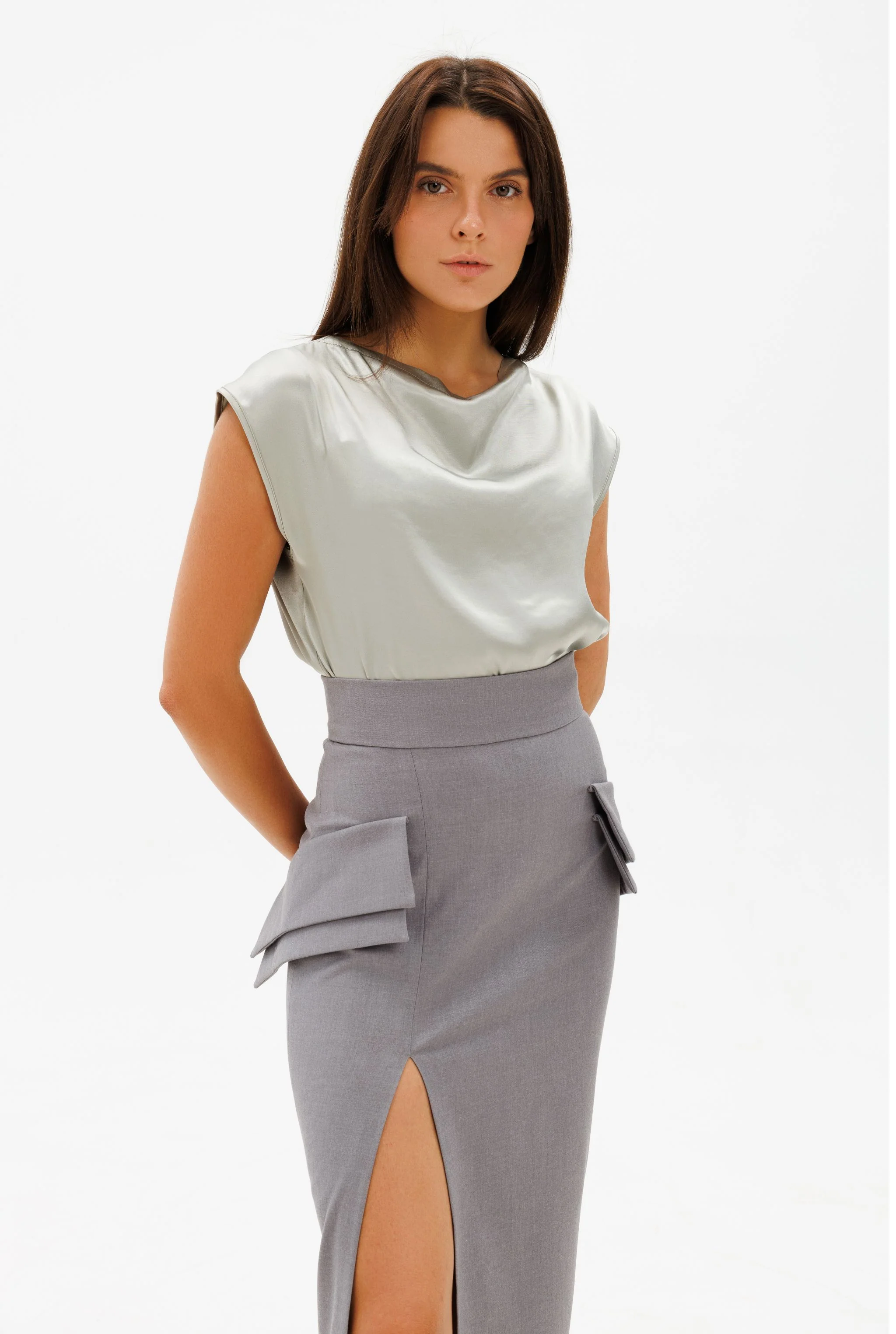 EXECUTIVE Maxi Skirt | Gray - Image 6