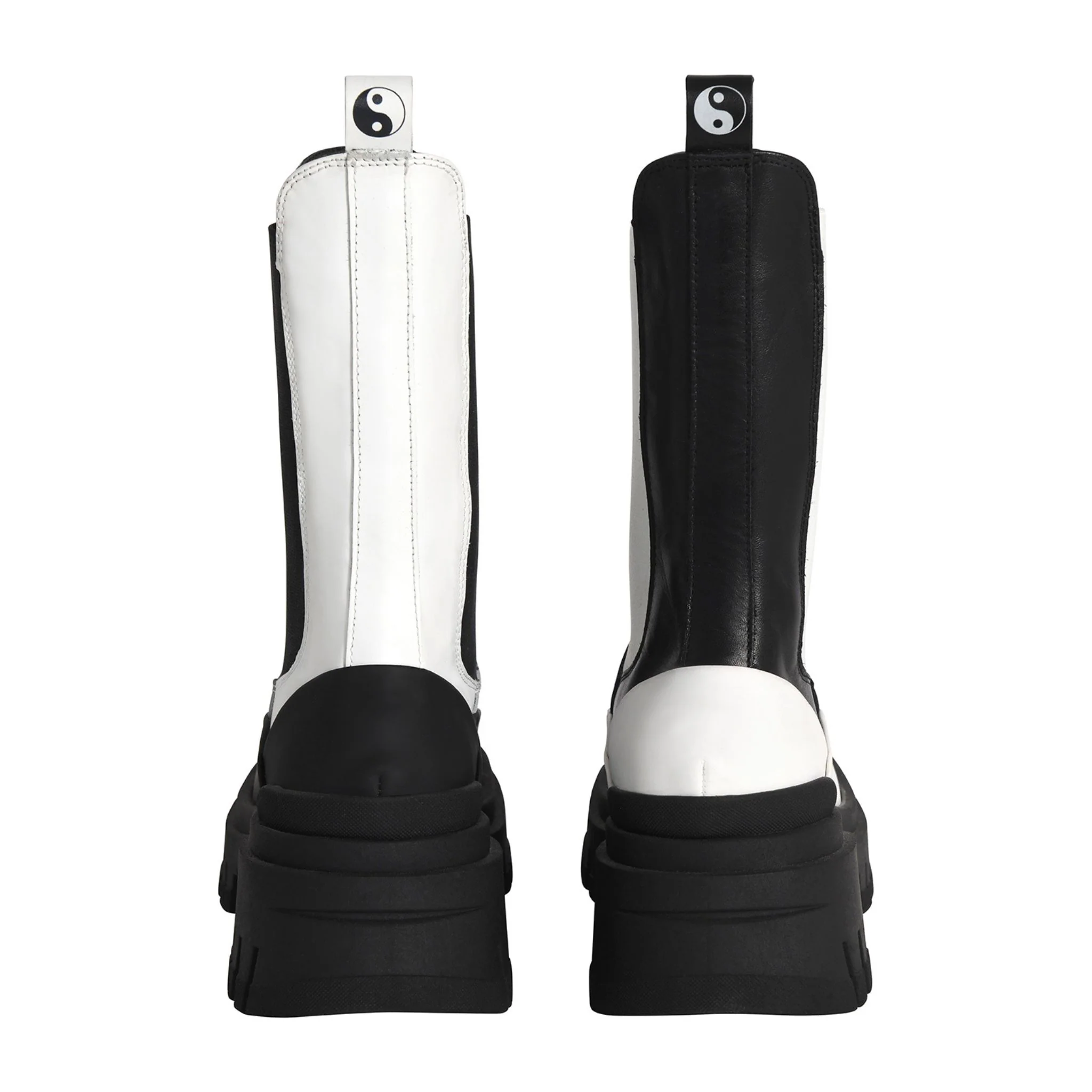 Black and White Leather Chelsea Boots with Platform Sole - Image 7