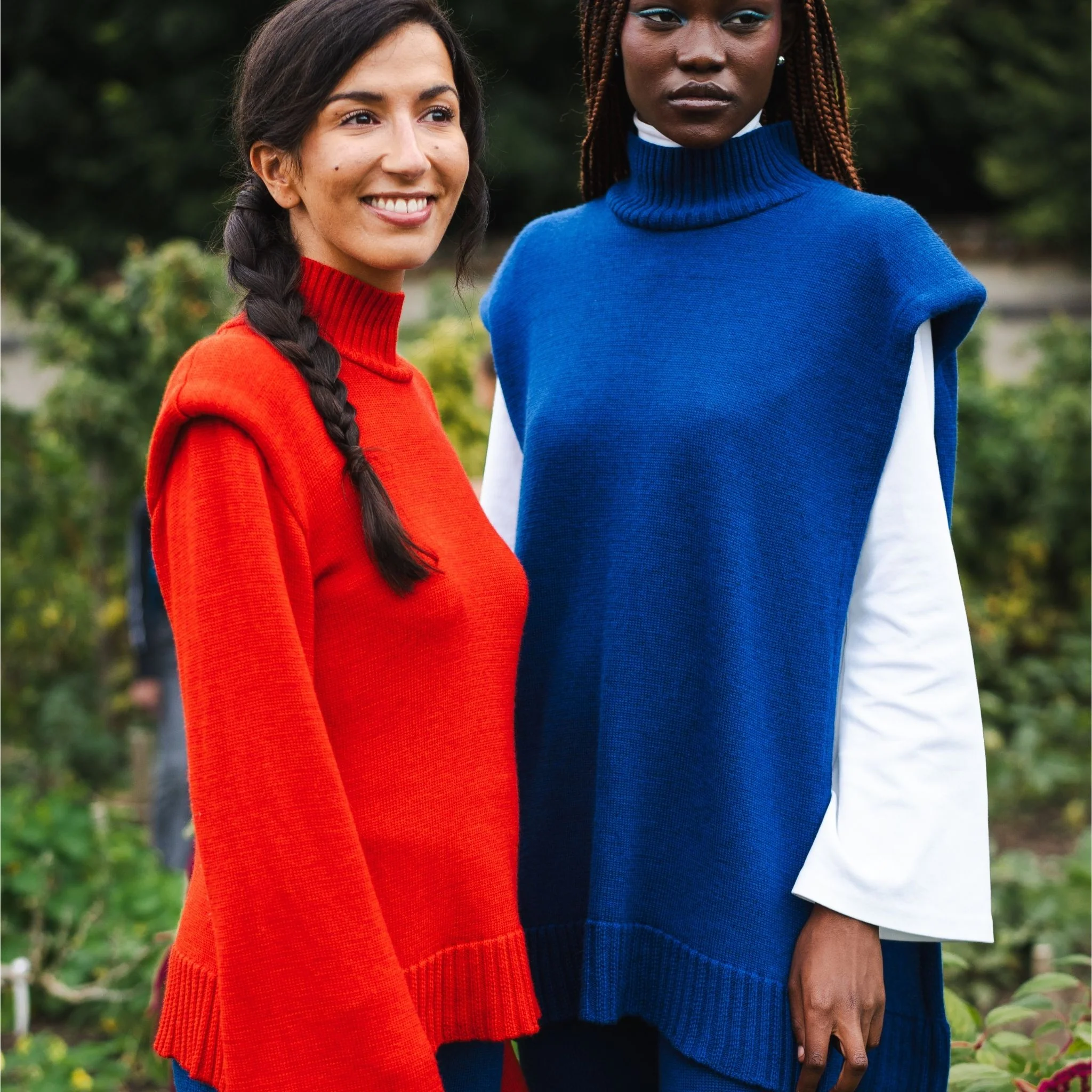 Cobalt Blue Merino Wool Turtleneck Poncho - Image 8