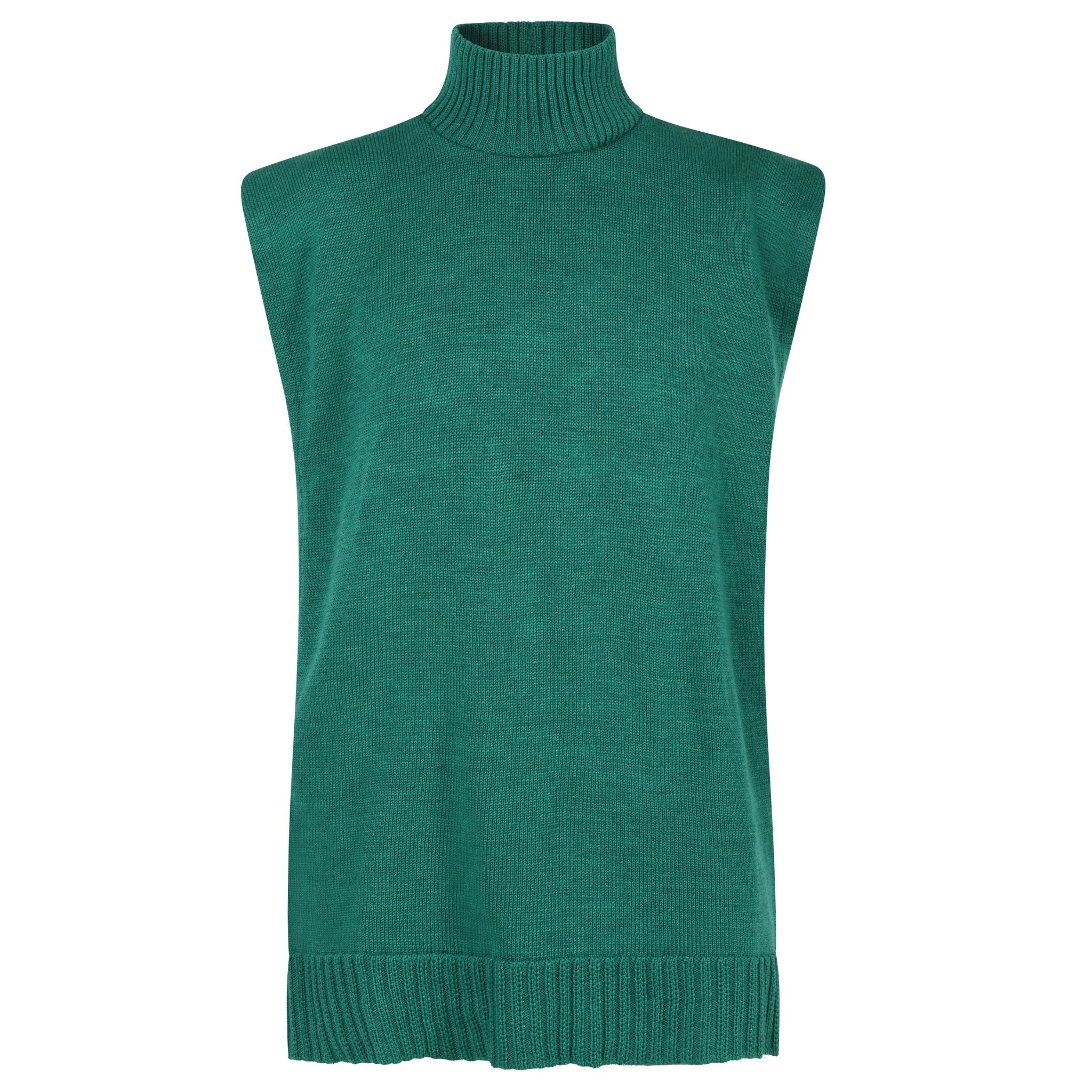 Emerald Green Merino Wool Turtleneck Poncho