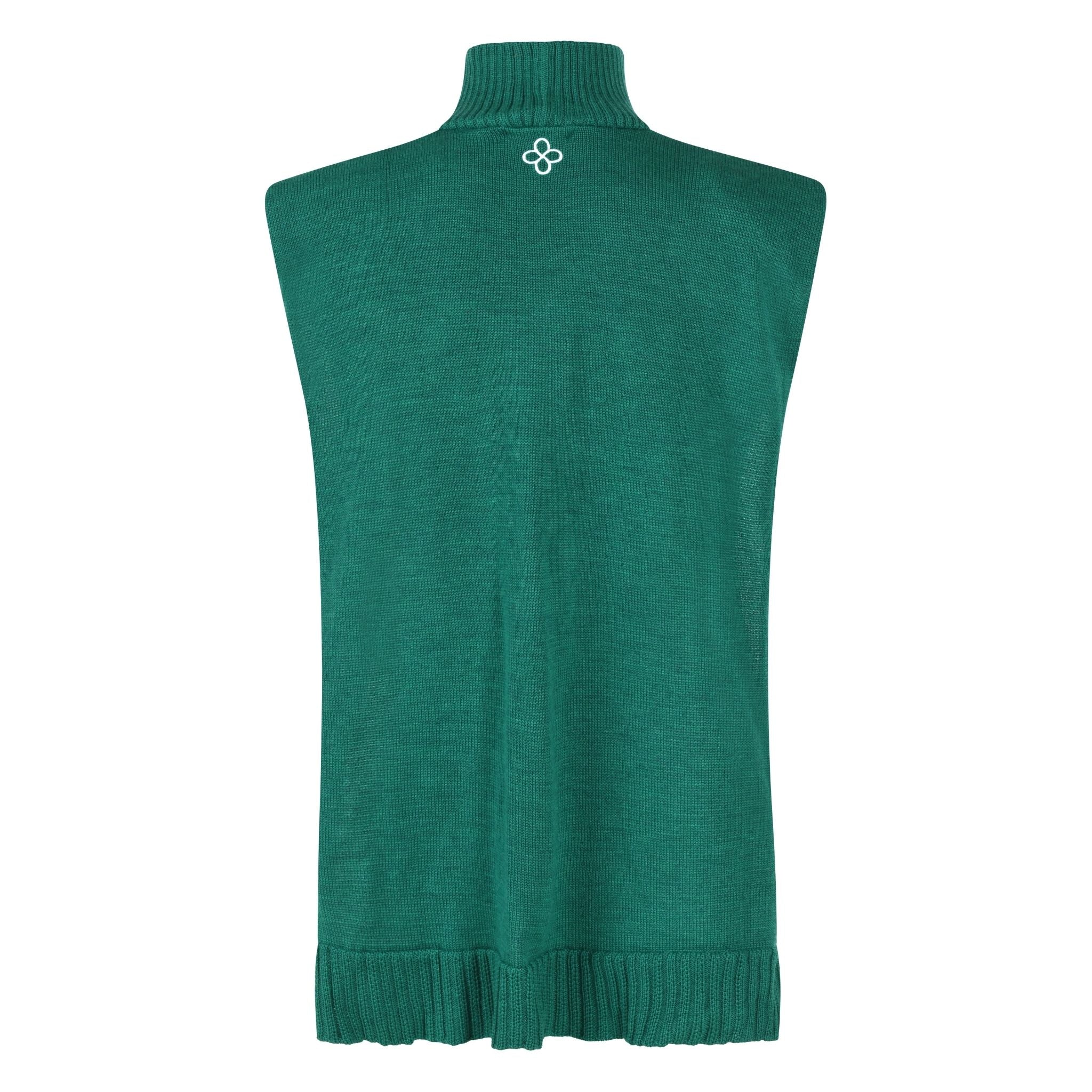 Emerald Green Merino Wool Turtleneck Poncho - Image 4