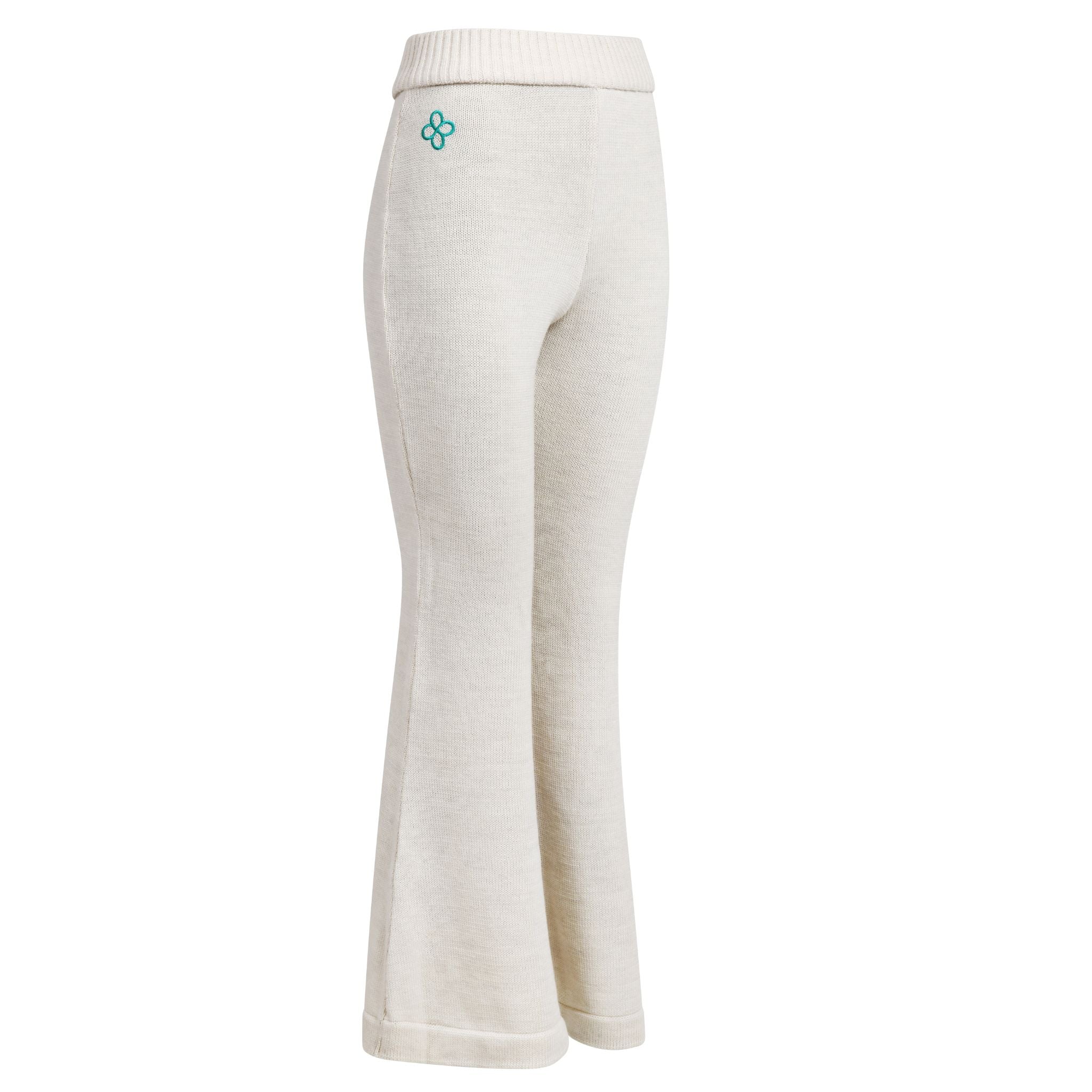 Ivory Merino Wool Flared Knit Pants - Image 4