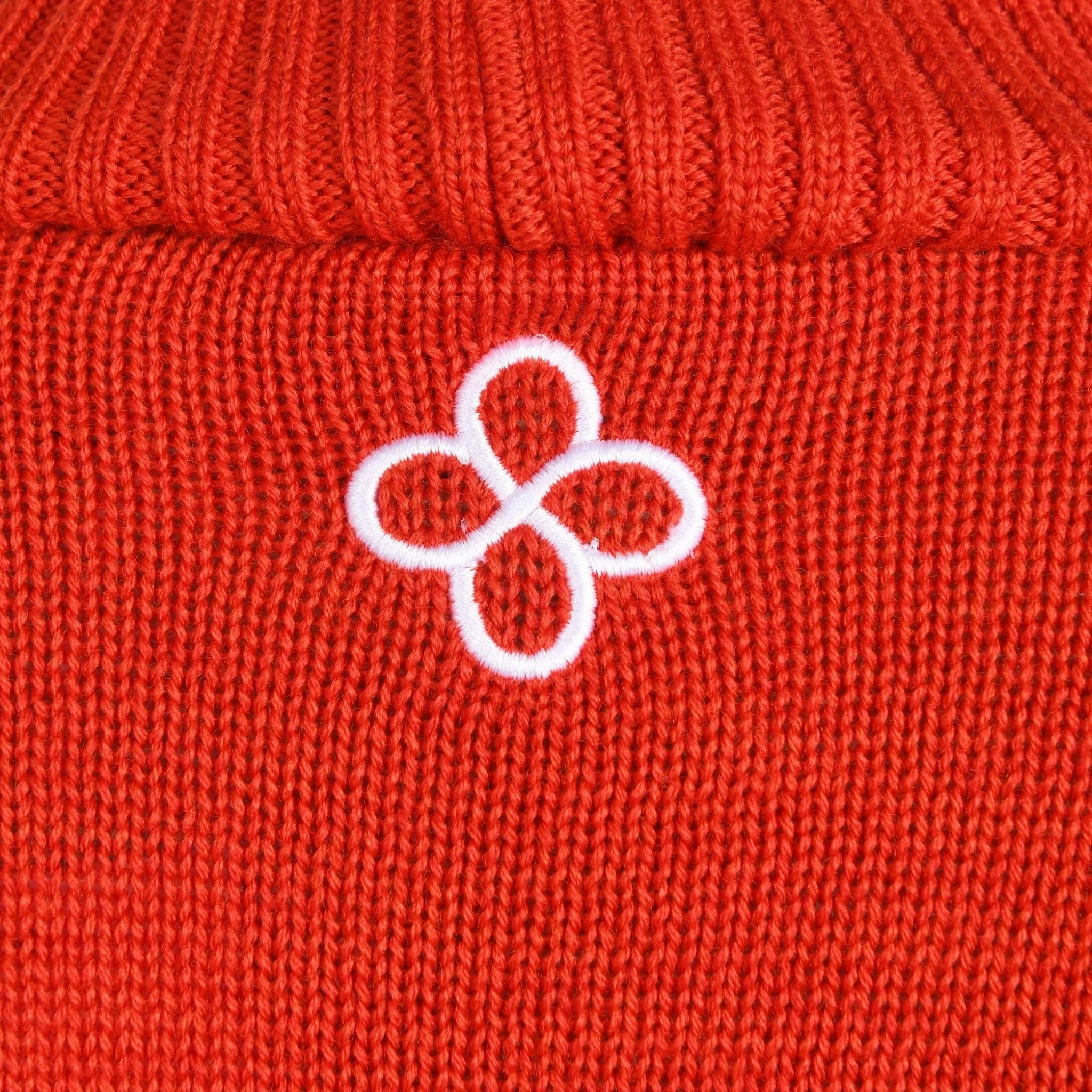 Red Merino Wool Turtleneck Sweater with Flared Sleeves - Image 6