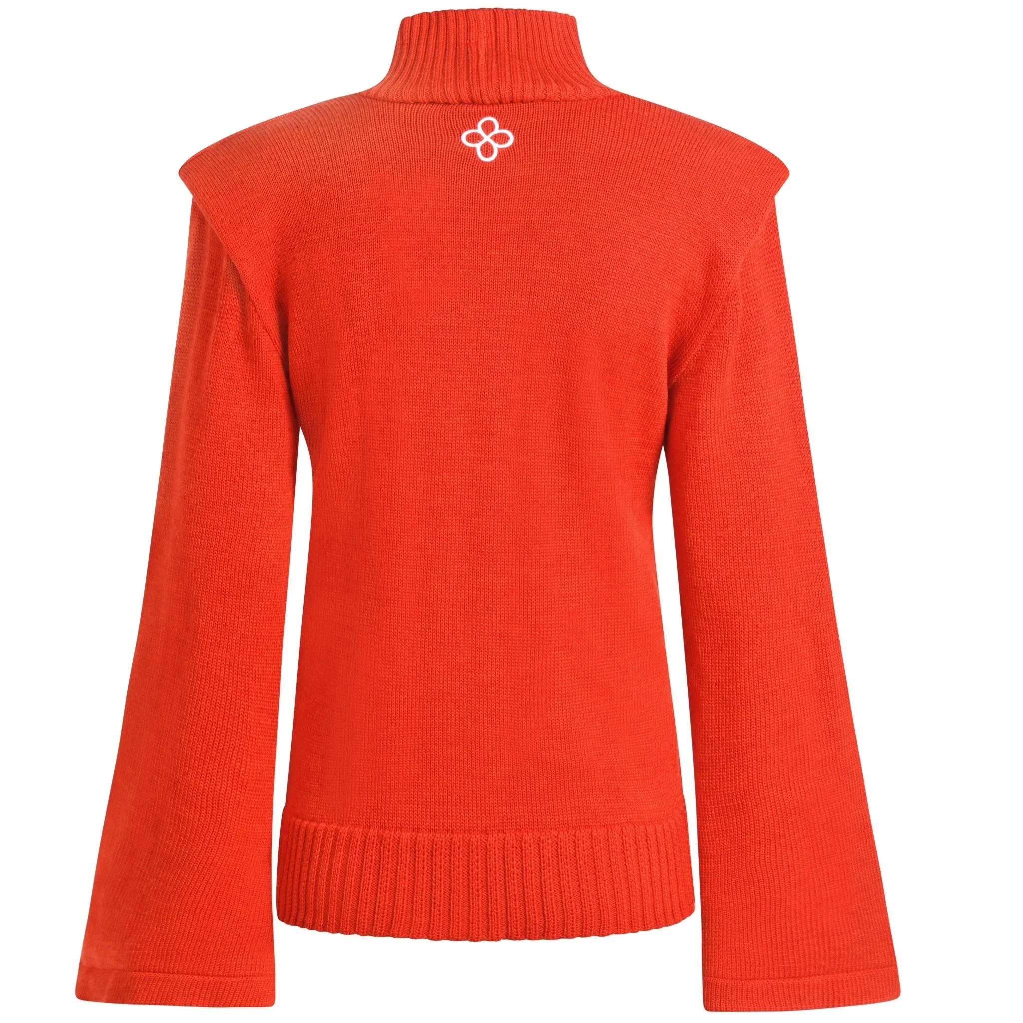 Red Merino Wool Turtleneck Sweater with Flared Sleeves - Image 7